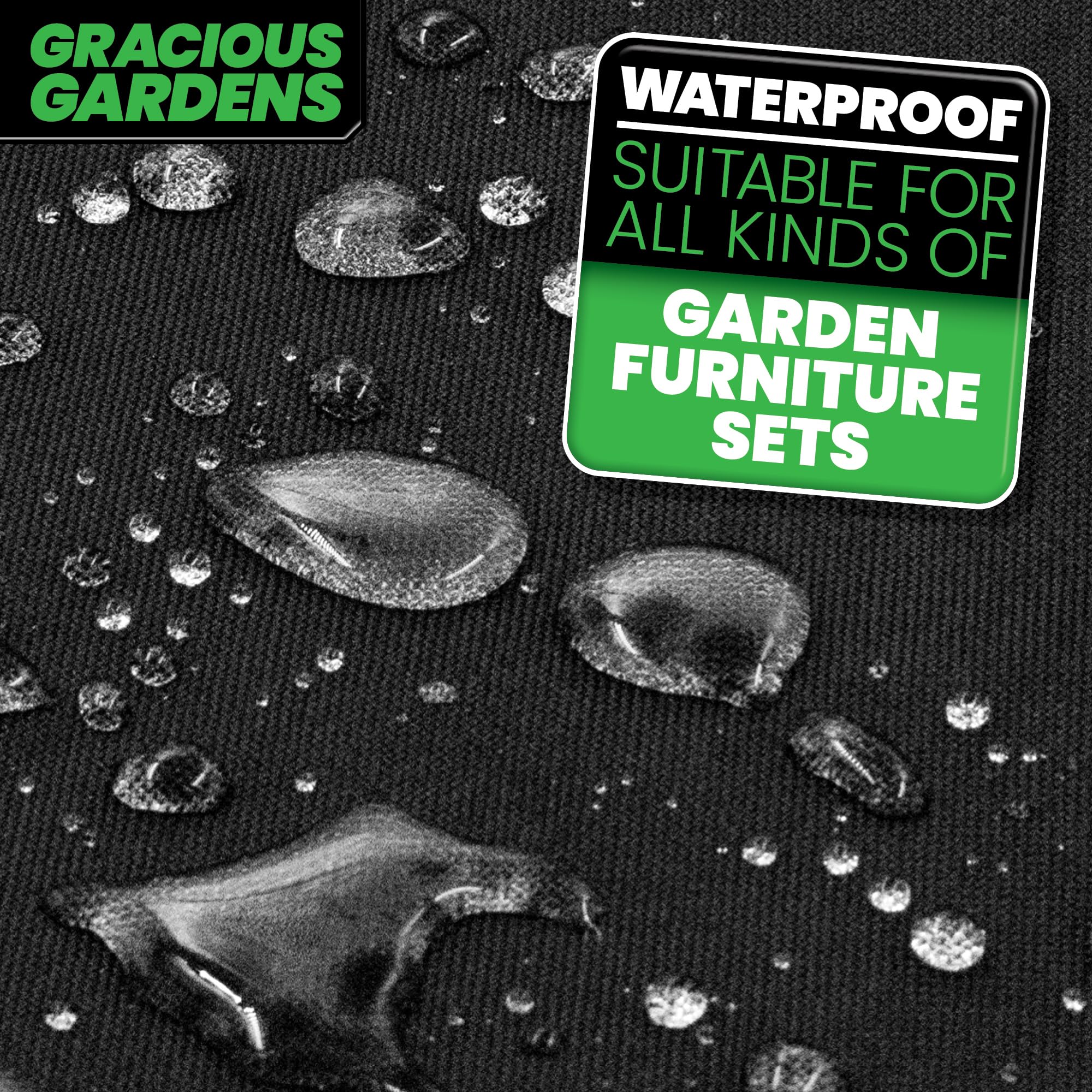 Gracious Gardens Rectangular Garden Furniture Covers Waterproof 242x162x100cm, Oxford Fabric Outdoor Table - Image 3