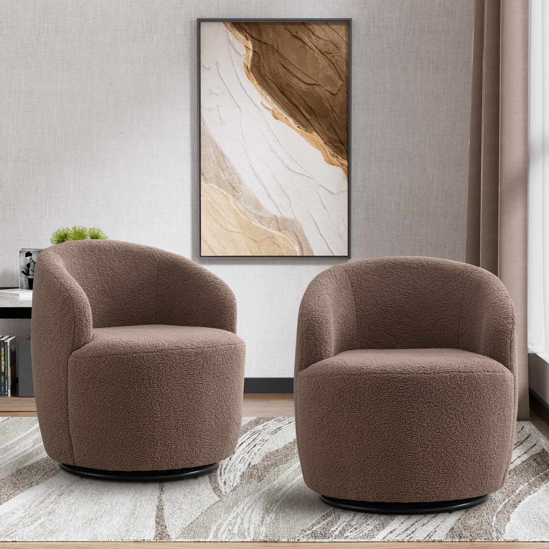Amazon.com: VANOMi Swivel Barrel Chair, Upholstered Modern Round Accent Arm Chairs, 360° Swivel ...