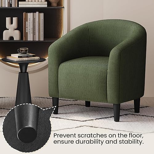 Miniatura 71 de Yaheetech - Silla decorativa con reposapiés, silla de respaldo de mediados de siglo, tapizada, suave, cómodo juego de sillón y reposapiés de tela,