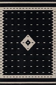 Momeni Noho Polyester Area Rug, Black, 53" X 76" Sized Rug for Living Room, Bedroom, Dining Room, and Kitchen