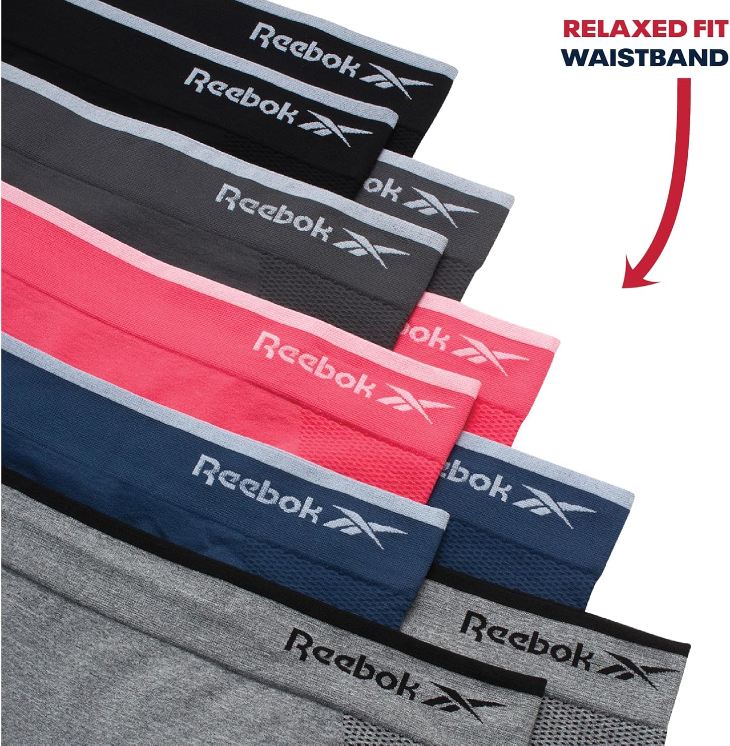 Reebok Womens Boyshorts Underwear - 10 Pack Stretch Performance Seamless Underwear for Women, 4” Inseam Tagless Waistband