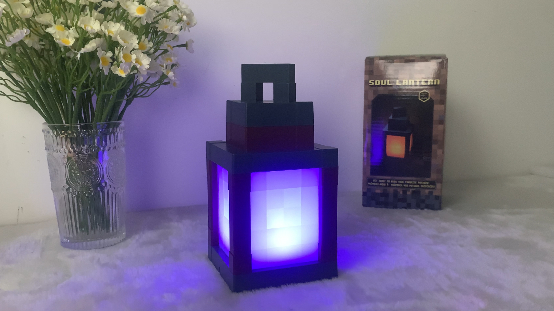 Pixelated Lantern Night Light for Kids, Glow LED 16 Colors Change