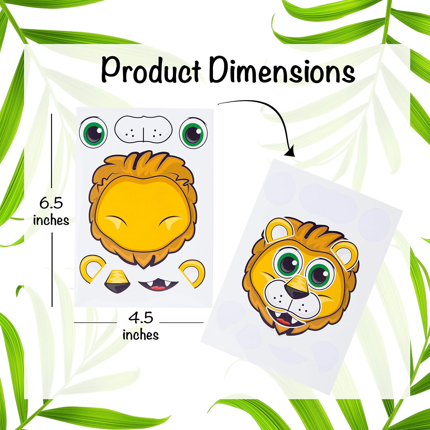 24 Make A Safari Animal Sticker Sheets - Includes Lion, Cheetah, Elephant, Rhinoceros, Zebra, & Giraffe Stickers - Great for Zoo & Safari Themed Birthday Party Favors - Encourages Creativity