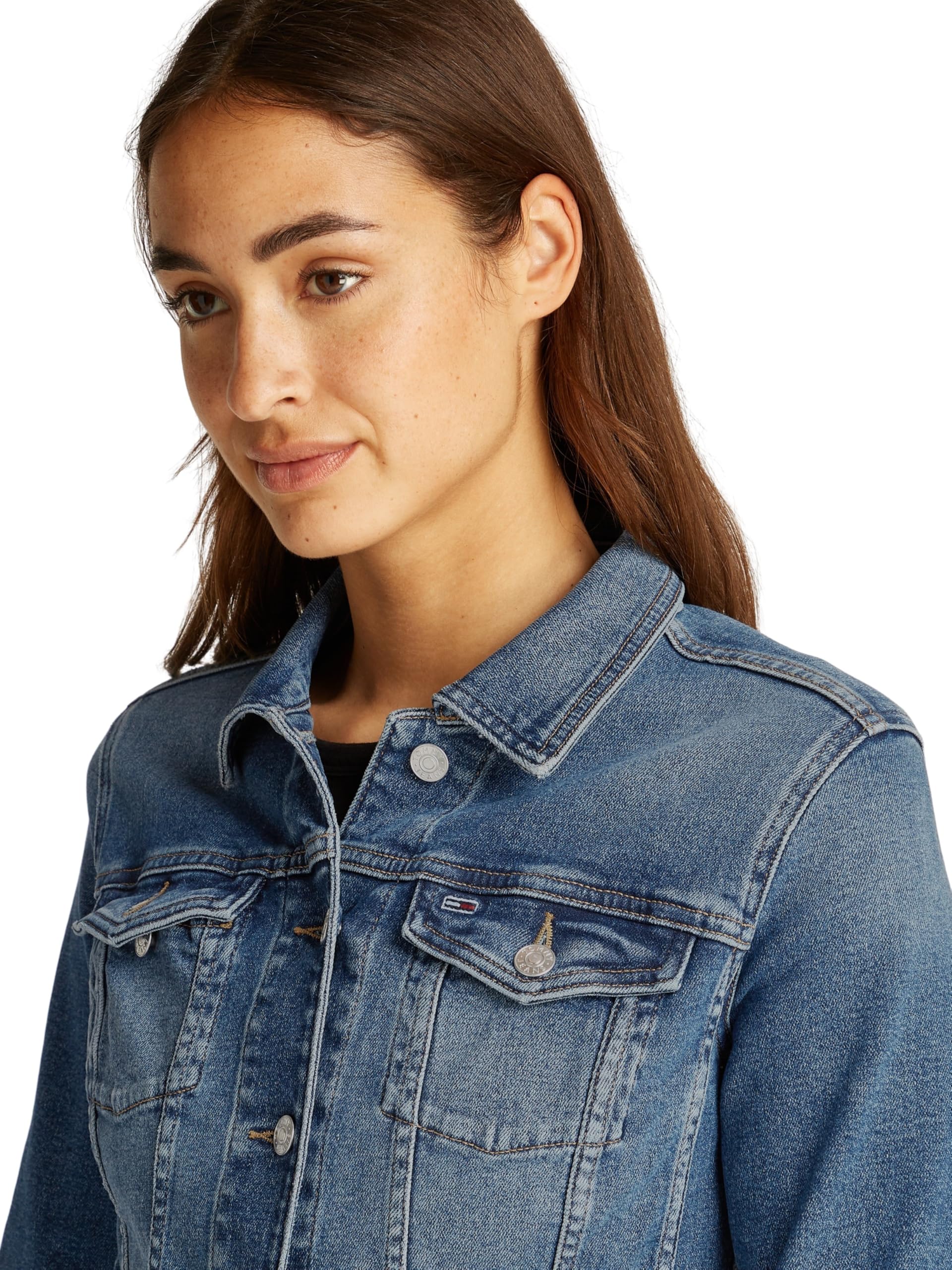 Tommy Jeans Donna Giacca in Jeans Vivianne Chiusura con Bottoni, Blu (Denim Medium), XL