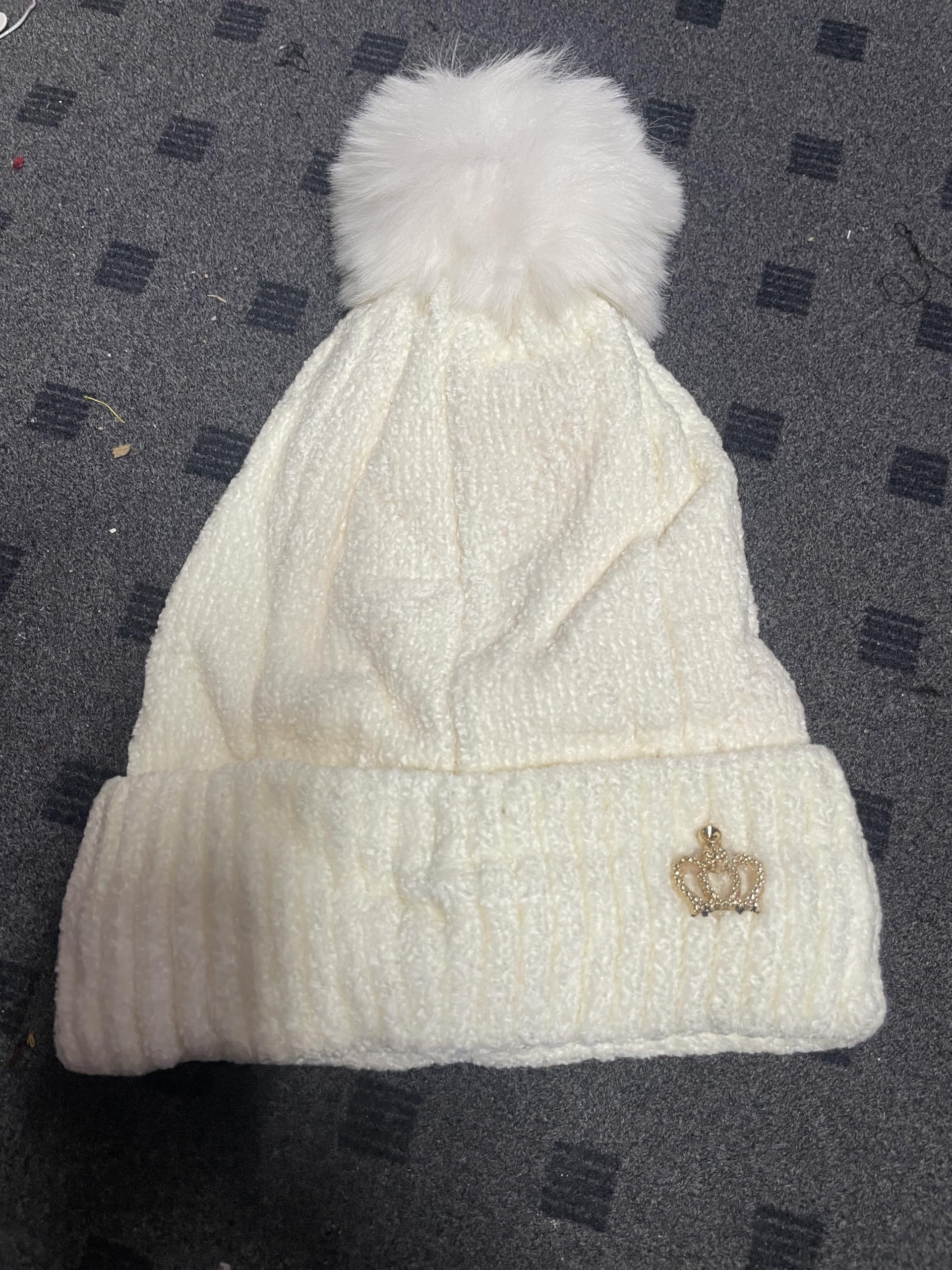 RR DESIGN Unisex Beanie Hat Slouchy Warm Knitted Winter Hat Ski Hat Skull Cap Baggy Bobble for Men & Women. One Size (White POM POM) 1