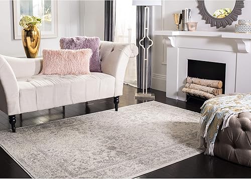 Miniatura 343 de Safavieh colección Adirondack - Alfombra de área, 6 x 9 pies, gris y azul, diseño oriental desgastado, no desprende pelusa, fácil cuidado, ideal