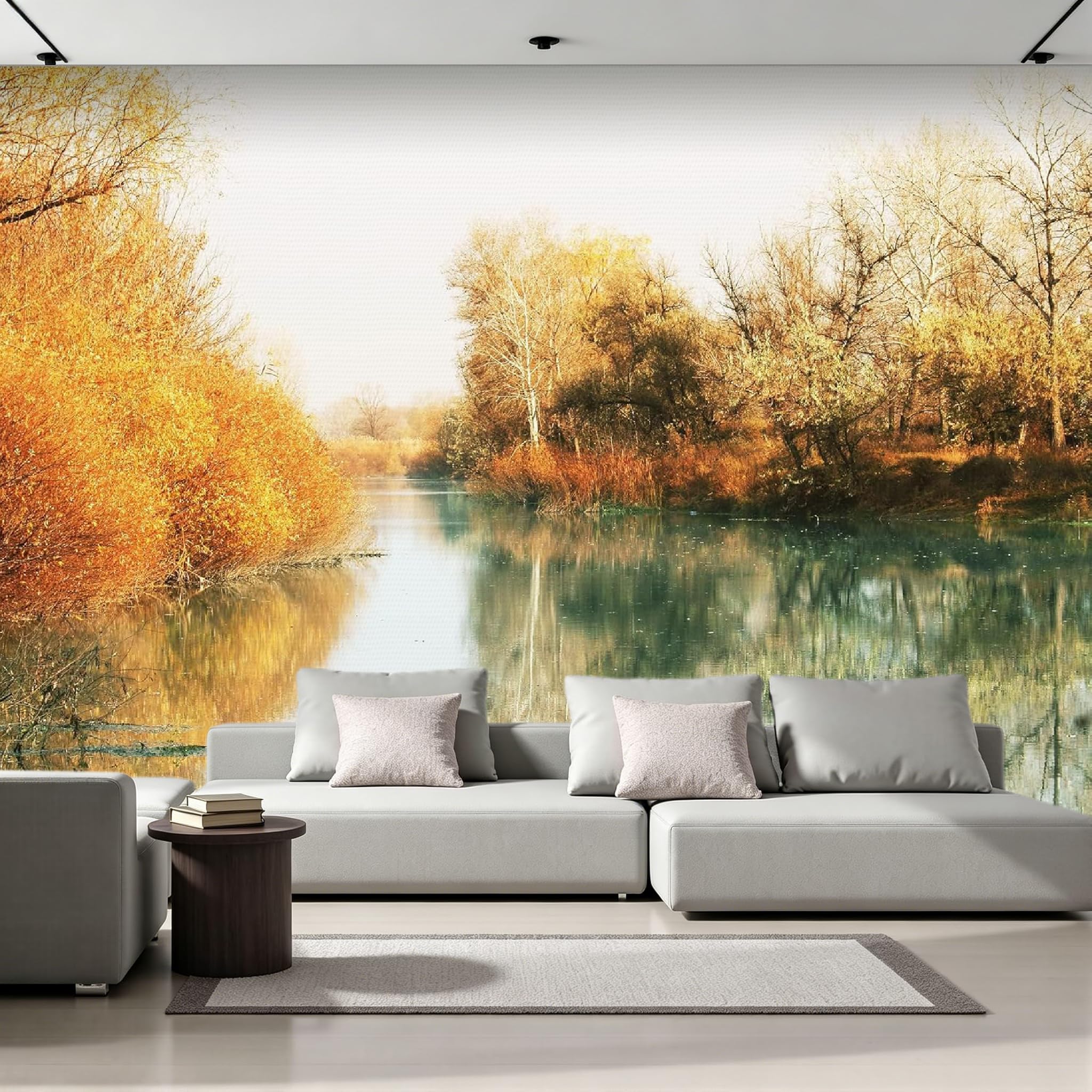 Papier peint panoramique intissé automne 500x280 cm poster mural géant rivière