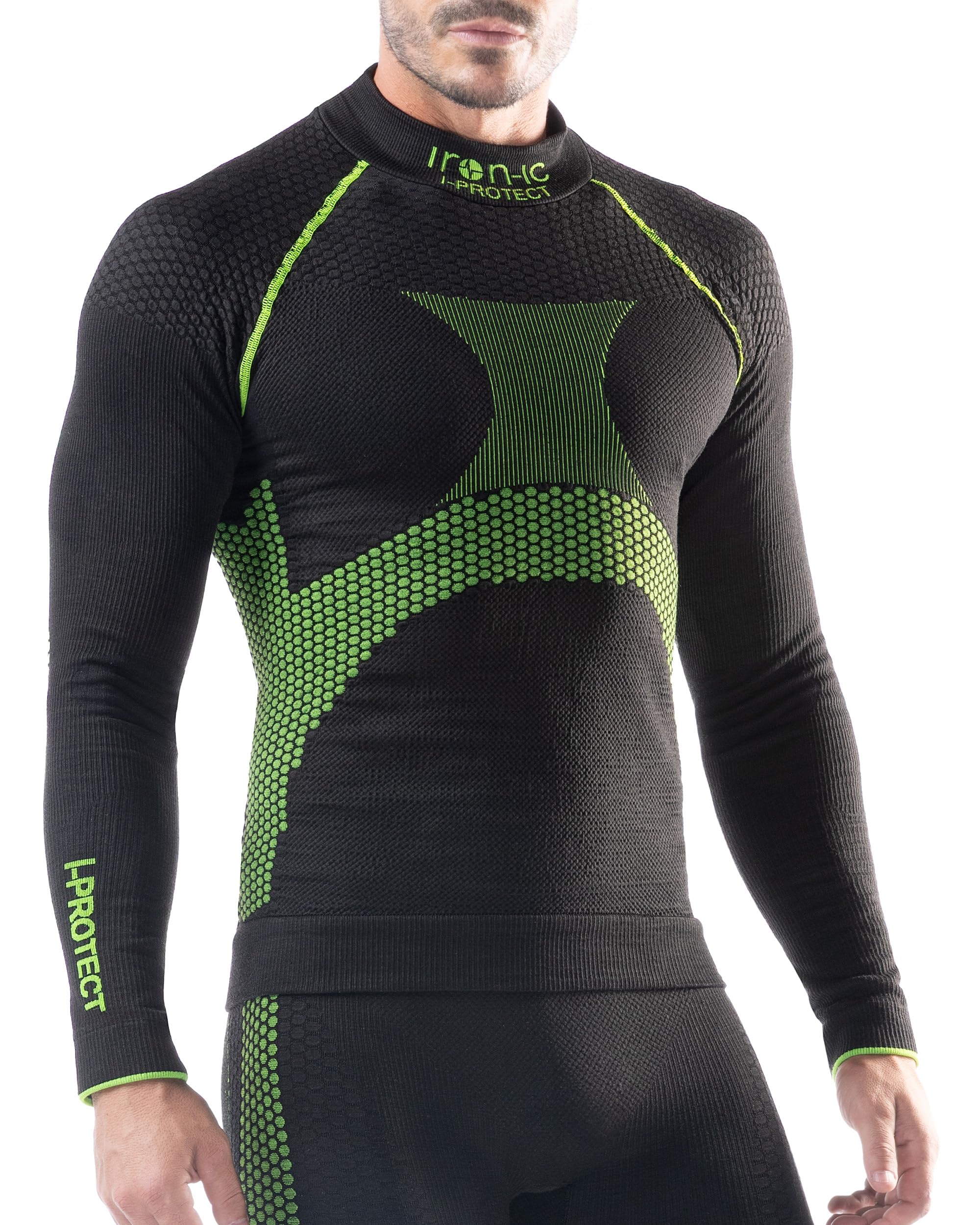 Iron-Ic - T-Shirt Uomo Maniche Lunghe I-Protect Seamless Cut Resistant per Sport Outdoor in Climi Freddi con Fitting Slim Compression - Art. 201983