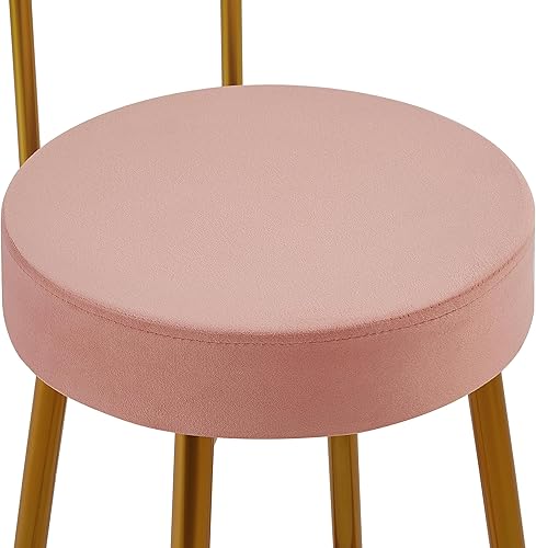 Miniatura 16 de Yaheetech Taburetes de bar de terciopelo de 26 pulgadas, altura de mostrador para encimera de cocina con respaldo y reposapiés, taburetes de bar