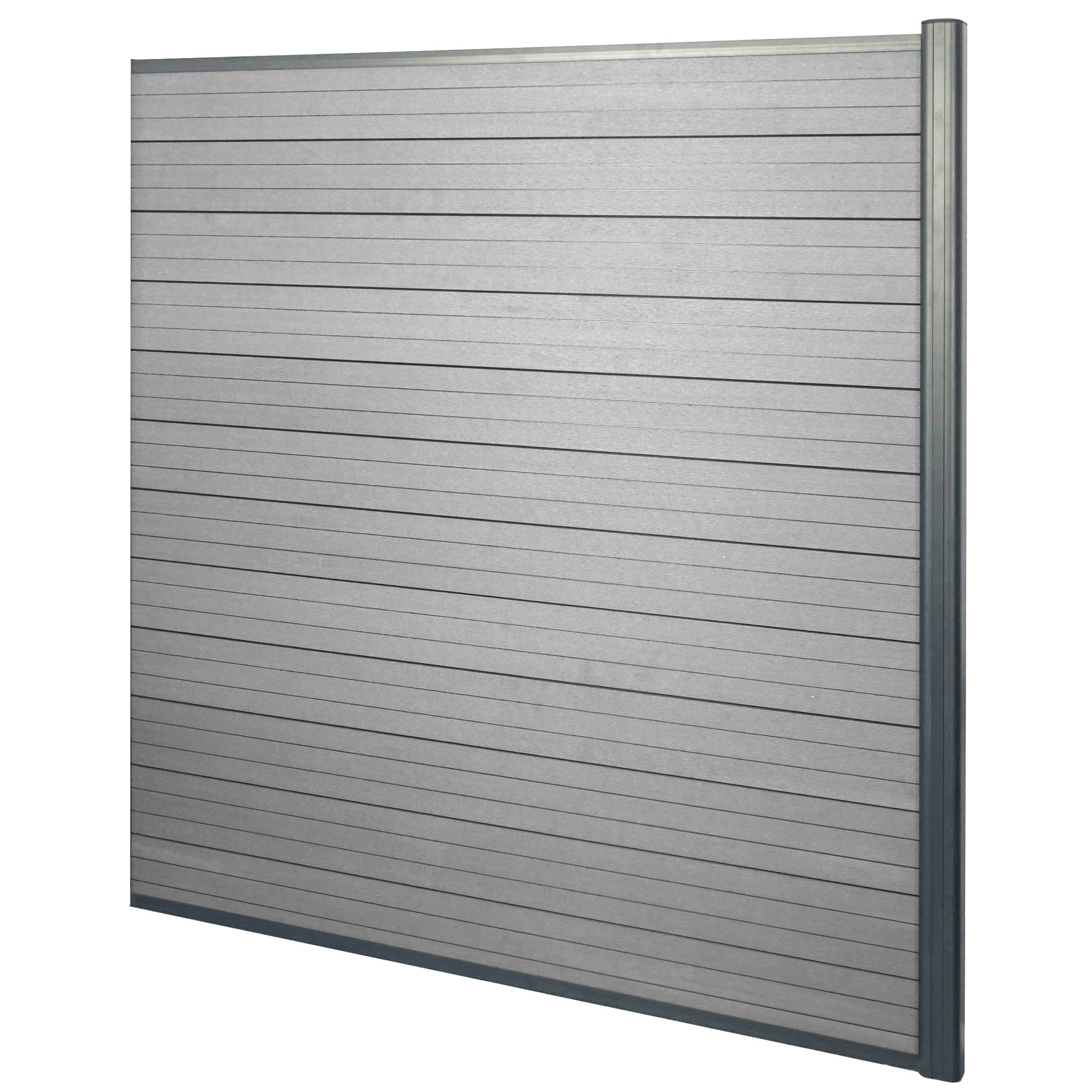 Mendler Pannello supplementare frangivento fendivista Privacy Sarthe WPC Alluminio Premium 185cm Grigio