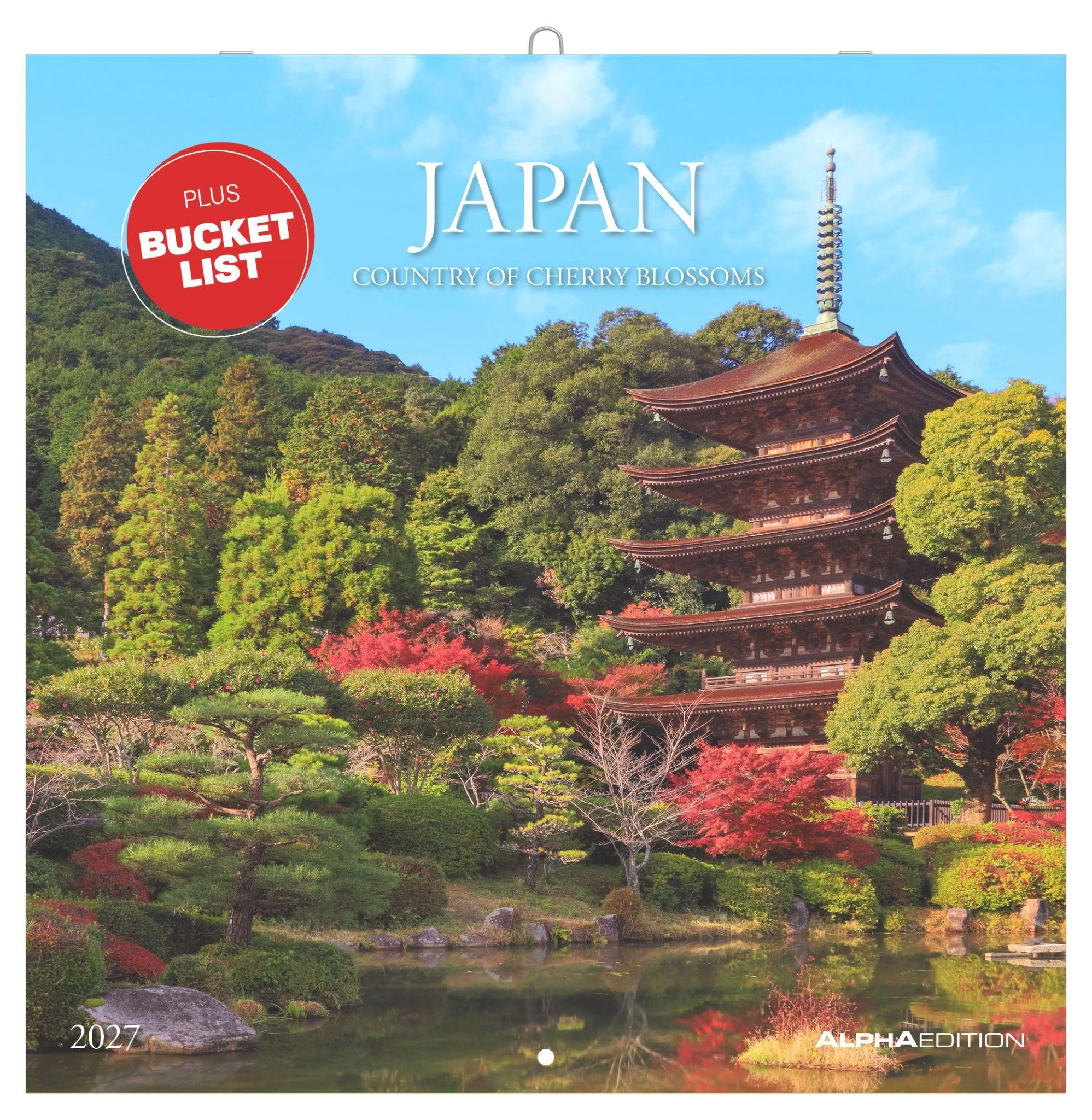 Japan 2027: Wandkalender 30x30 cm (30x60 cm geöffnet) mit Notizkalendarium, 12 Japan-Motiven und Bucket-List