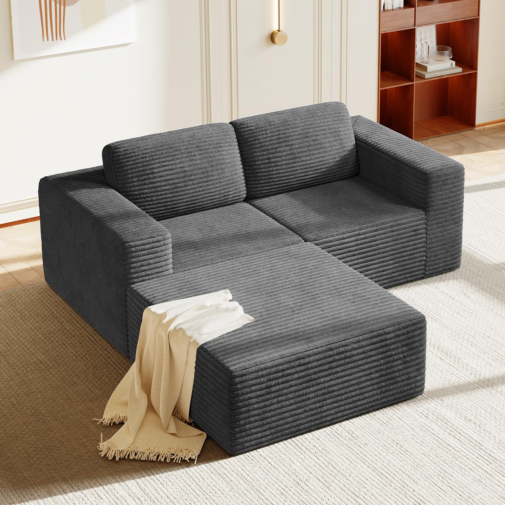 Vesgantti 80 inch Modular Sectional Sofa in Grey