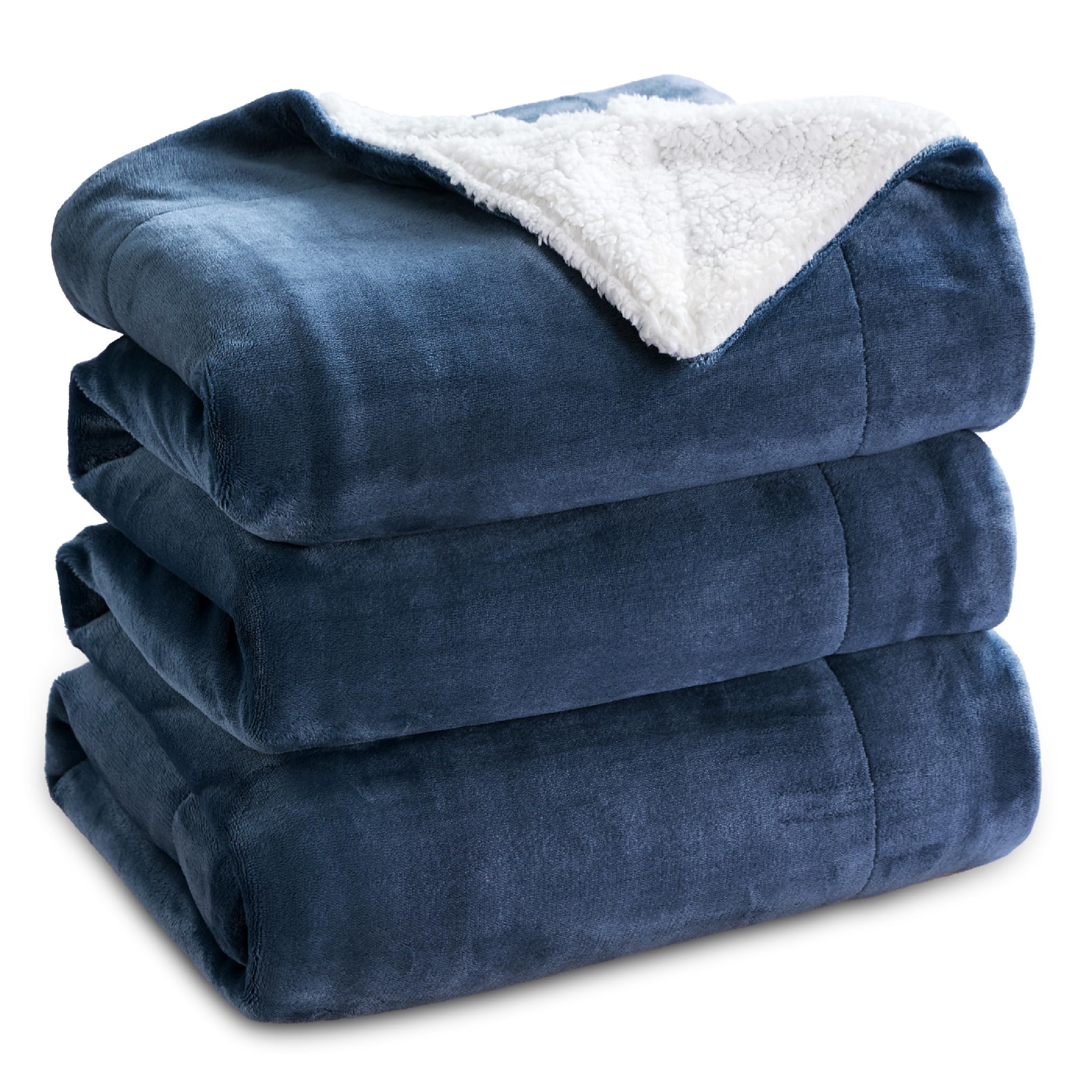 Bedsure GentleSoft Sherpa Fleece Blankets King Size for Bed, Non-Heated, Thick and Warm Throw for Women and Men, Soft Fuzzy Plush King Blanket for Winter, Slate Blue, 108x90 Inches