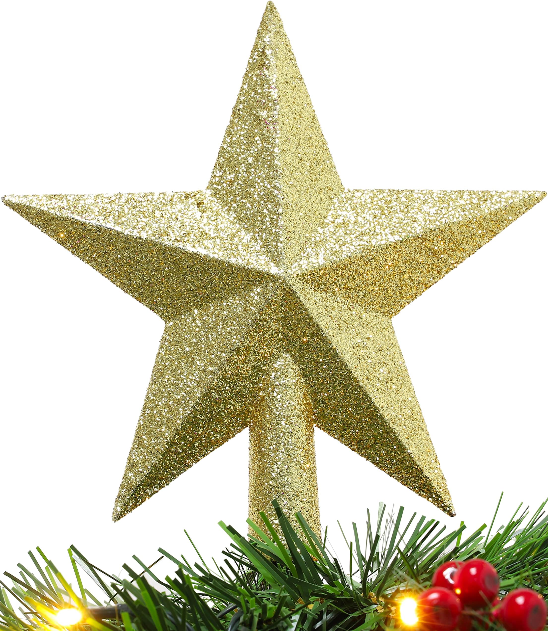 Glitter Star Christmas Tree Topper Silver (20cm) Amazon.co.uk Home