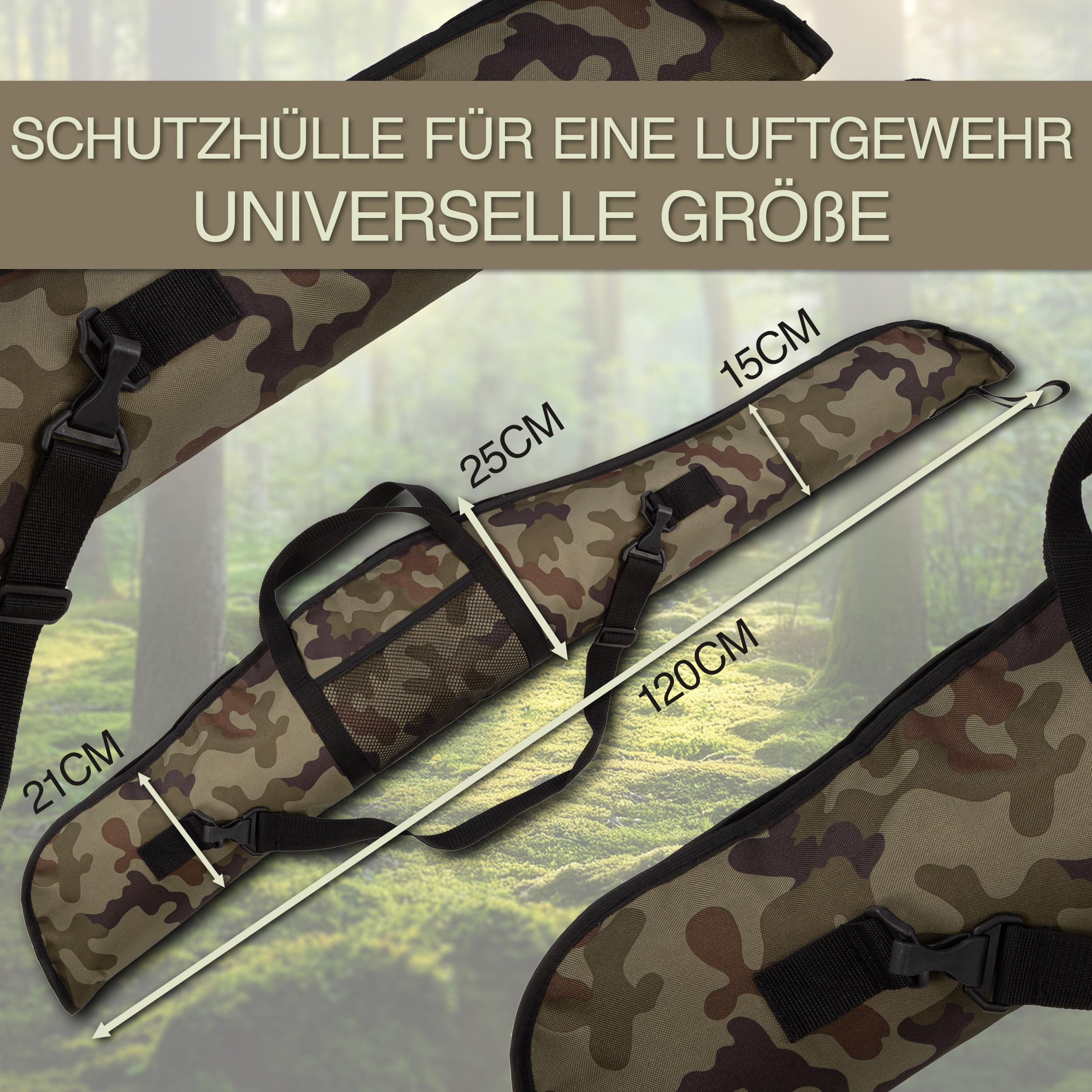 Gewehrtasche 120 x 23 x 5 cm - Waffenkoffer Für Langwaffen - Waffentasche - Codura Luftgewehr Tasche - Futteral Langwaffen - Langwaffenfutteral für Luftgewehr - Luftgewehr Zubehör