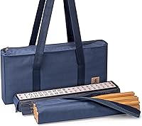 Vista 5 de Juegos de Mahjong Americano de Yellow Mountain Imports, Marea Azul - Estuche Blando Azul, 4 Soportes Todo-en-Uno con Empujadores, Monedas