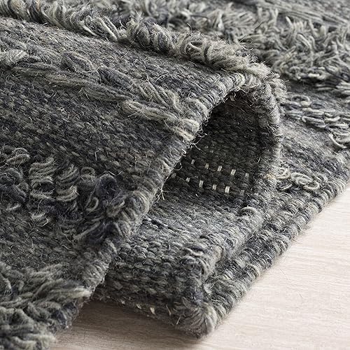 Miniatura 6 de SAFAVIEH Vermont Collection - Alfombra de área de 5 x 8 pies, color carbón y marfil, hecha a mano, lana texturizada rústica, ideal para zonas de