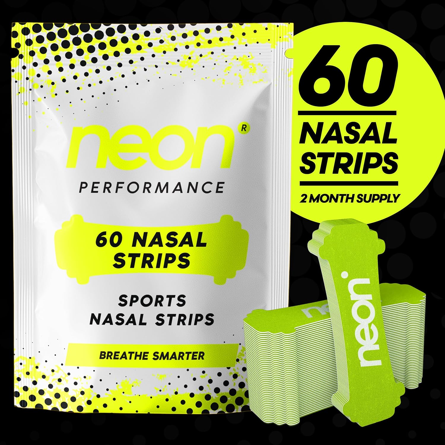 Nasal Strips (60 Count) - Oil & Sweat Resistant Adhesive - Athletic Nasal Strips for Sport & Nose Strips for Snoring & Sleeping - Nose Strips for Breathing (NEON Green Color) - Image 4