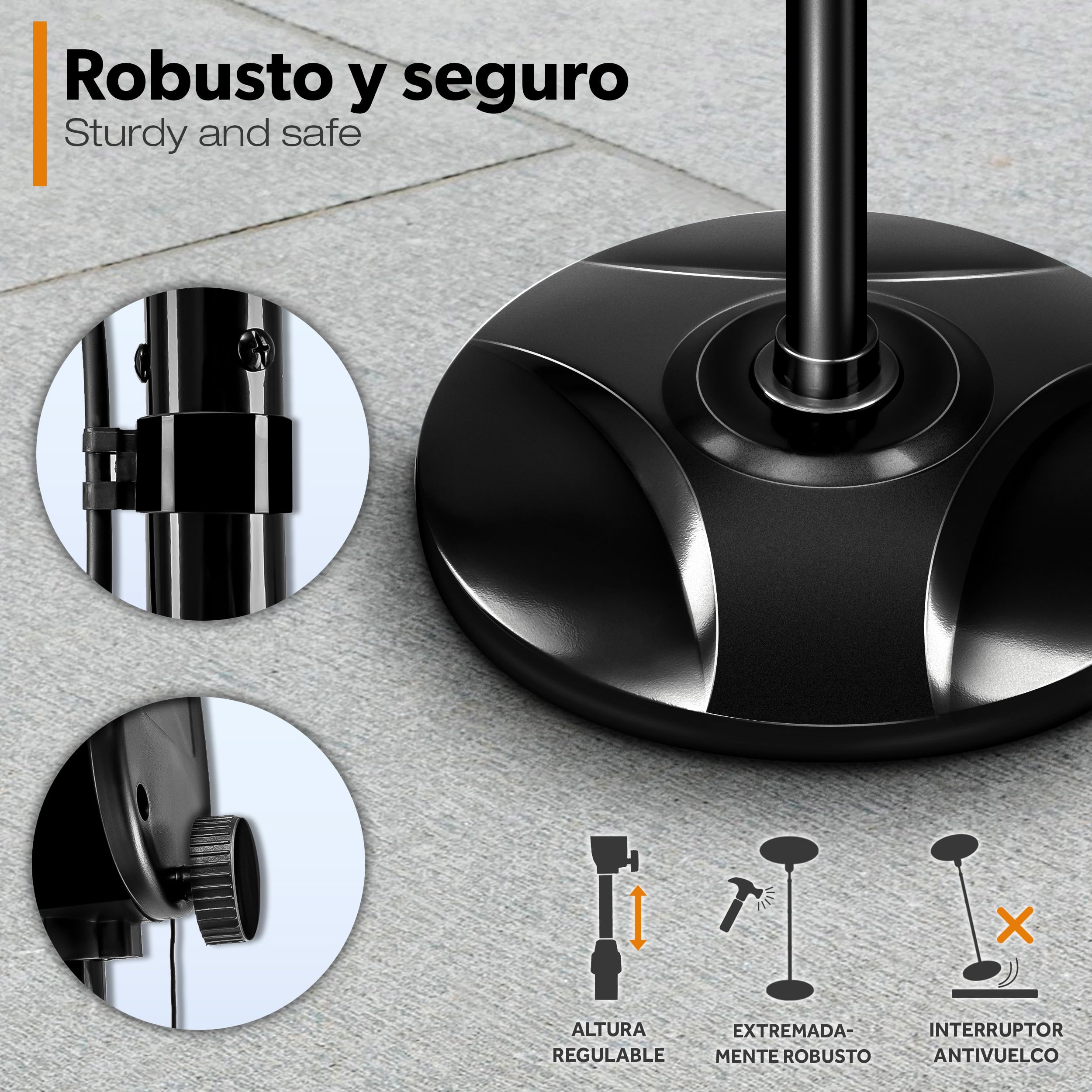 TRESKO Calefactor por Infrarrojos 2000W | Estufa Radiante con 3 Temperaturas | Radiador Eléctrico para Exterior e Interior | Calentador con Pantalla LED
