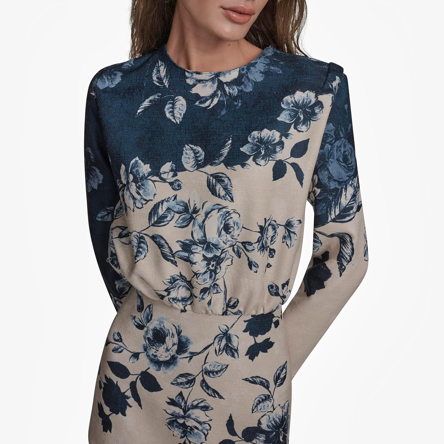 BCBG Womens Long Sleeve High Neck Blouson A-line Mini Dress - Image 5