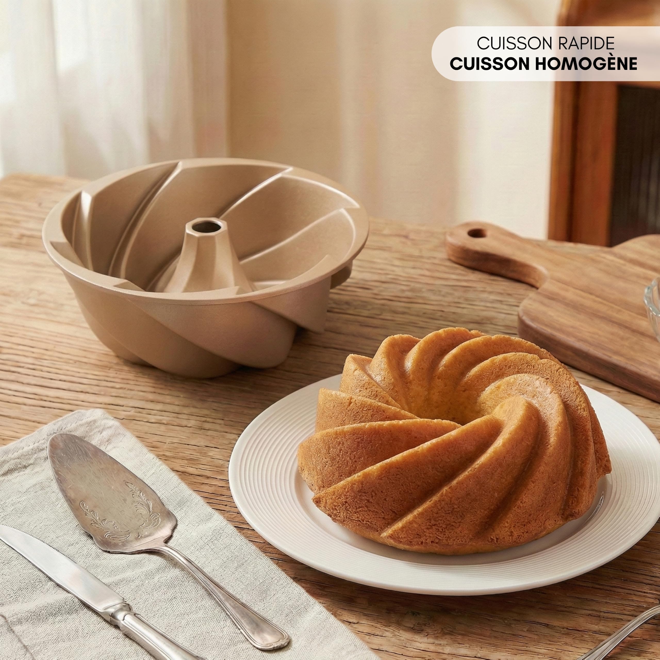 Erreke Moule à Gâteau avec Double Revêtement Antiadhésif, Spirale | Moule Kouglof. Moule Gateau. Moule à Tarte. Aluminium Moulé Résistant. Savarin Cuisson Uniforme. Pour Pâtisserie Maison