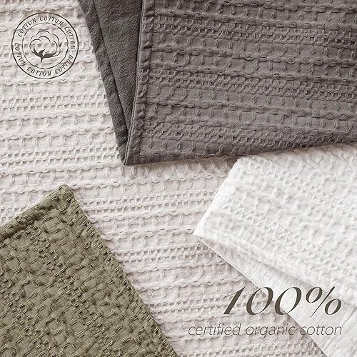 Miniatura 3 de Foindtower Juego de 2 fundas de almohada decorativas de algodón con tejido de gofre, fundas de cojín europeas para cama, sofá, dormitorio, sala de