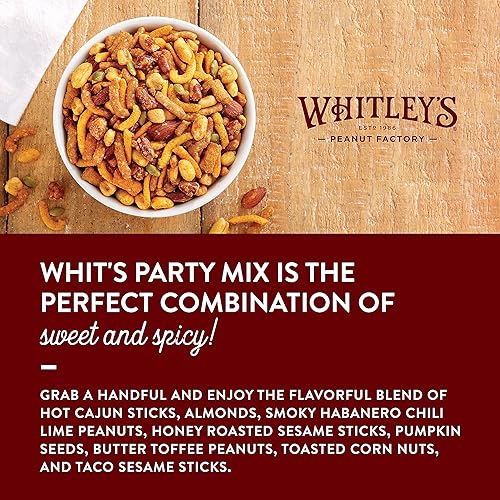 Miniatura 3 de Whitley's 'Whit's Party Mix' - Mezcla de aperitivos dulces y picantes, palitos de sésamo, nueces de maíz, palitos cajún y nueces (lata de 36 onzas)