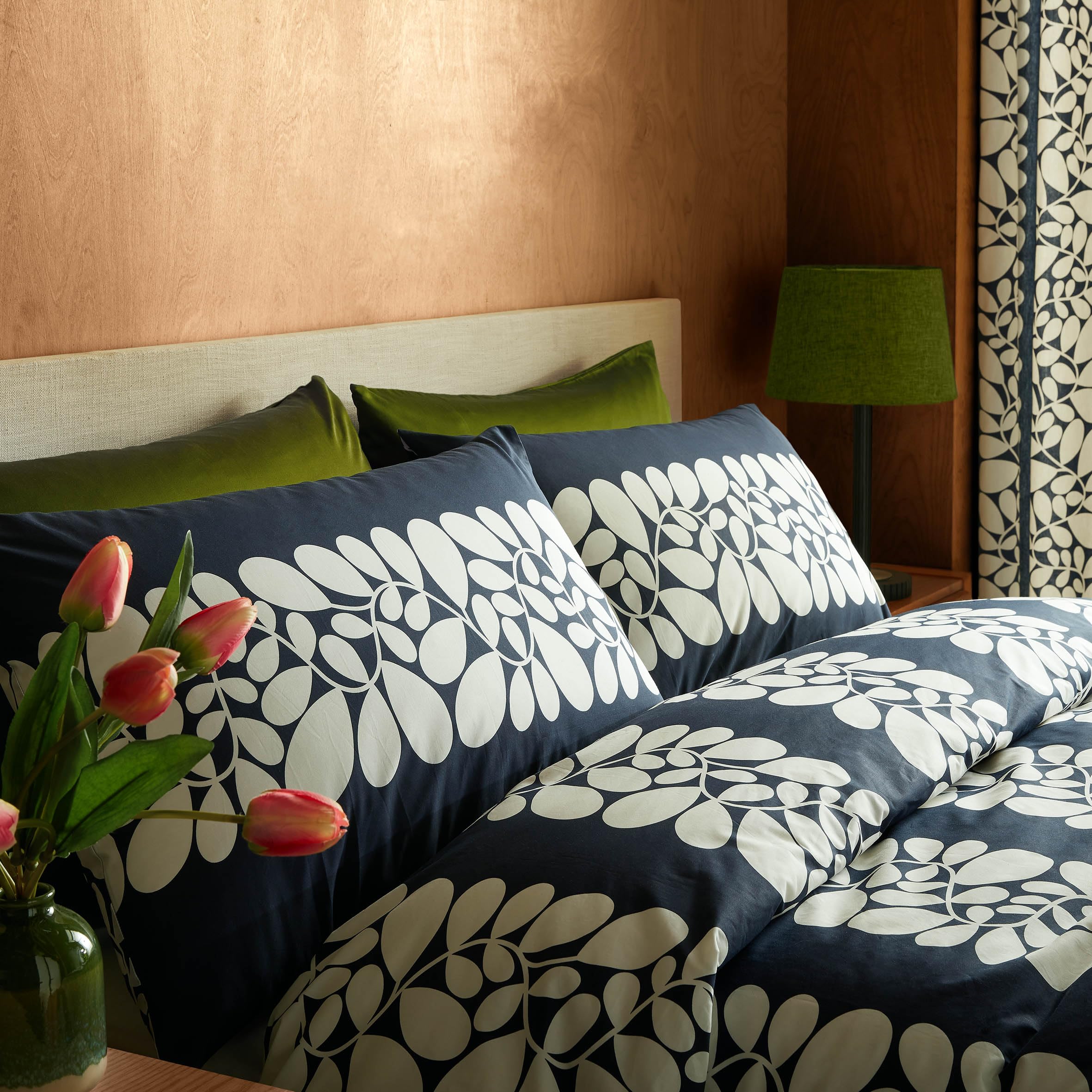 Orla Kiely Space Blue Bedding - Sycamore Stripe 100% Cotton Duvet Cover Set (Standard Pillowcase Pair: 50Cm X 75Cm)
