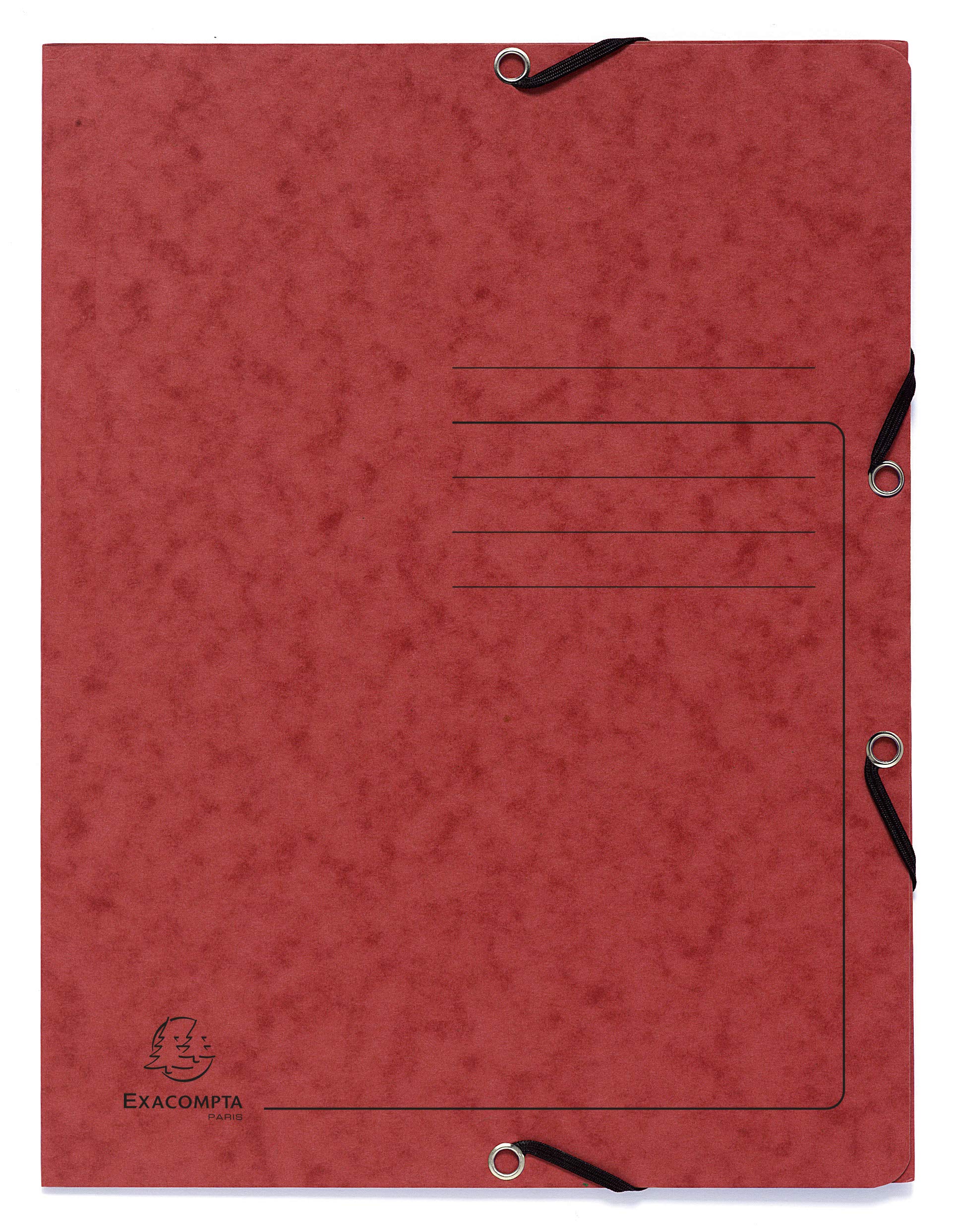 Exacompta - Cartella elastica a 3 alette, formato A4, 355 g, colore: rosso, confezione da 25