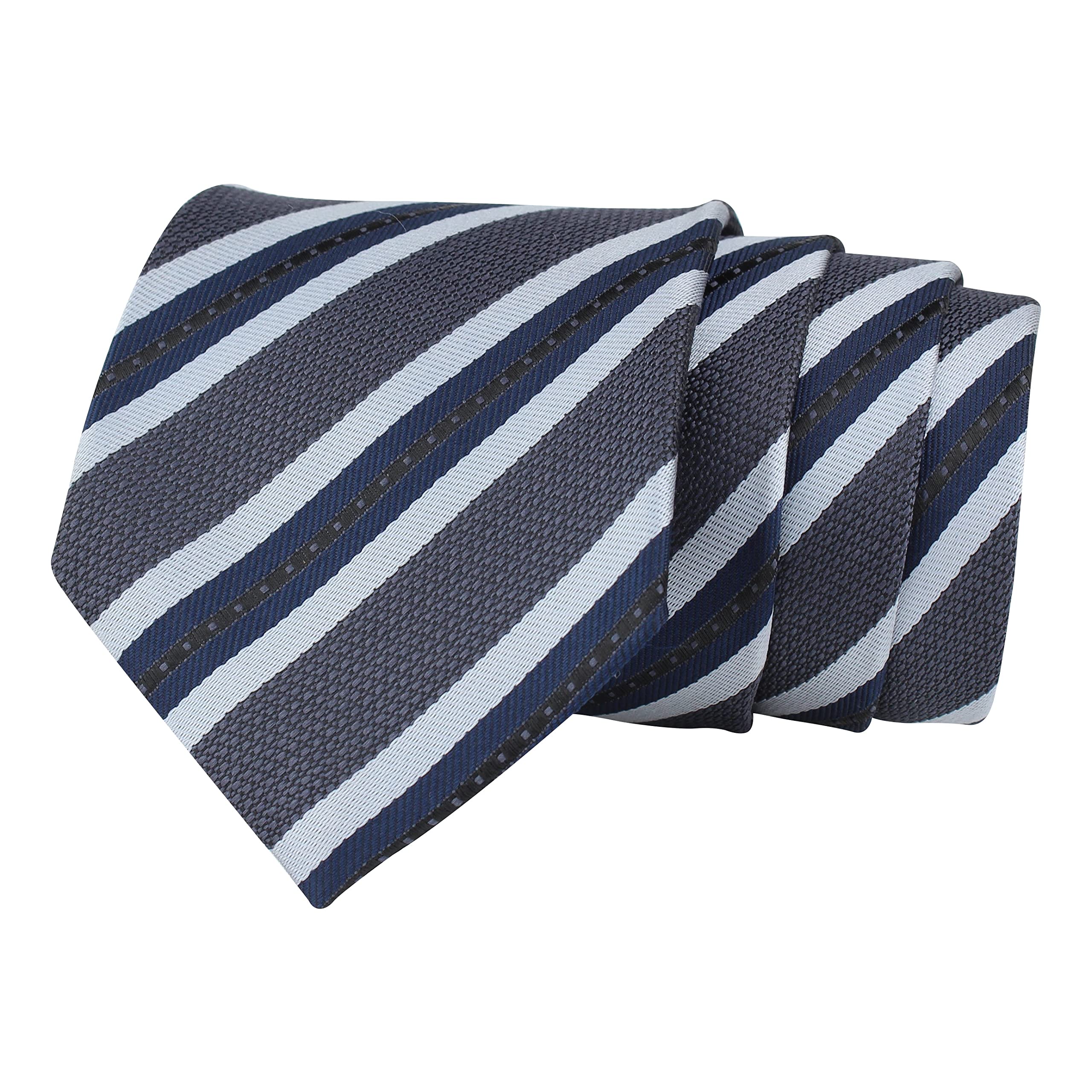 Kavove The Striped Affair Grey Necktie For Men-image-47
