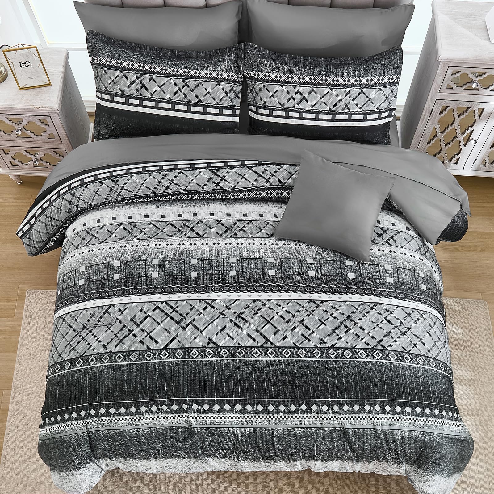 WONGS BEDDING Gestreiftes Schmusetuch Set 8-teilig Tröster Bettwäsche-Set-YS01AB091442Q8U-A