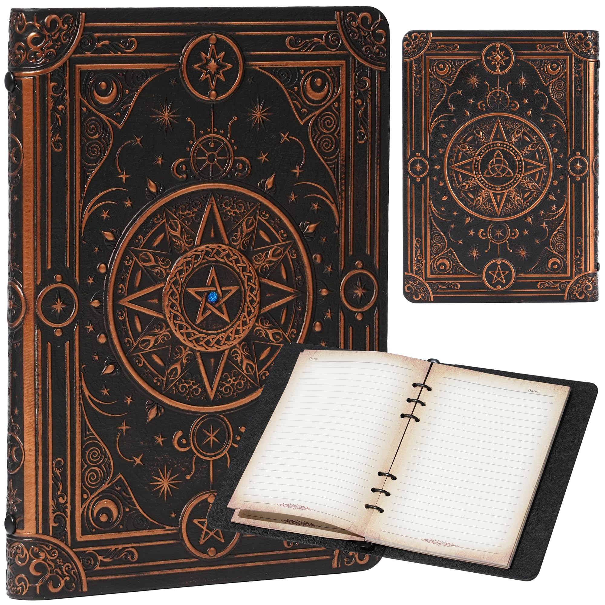 Magic Refillable Notebook Journal Binder for DND: A5 Story Forge 400 Pages (200 Sheets) with Worn Ancient Magic Design for DND or Fantasy Enthusiasts
