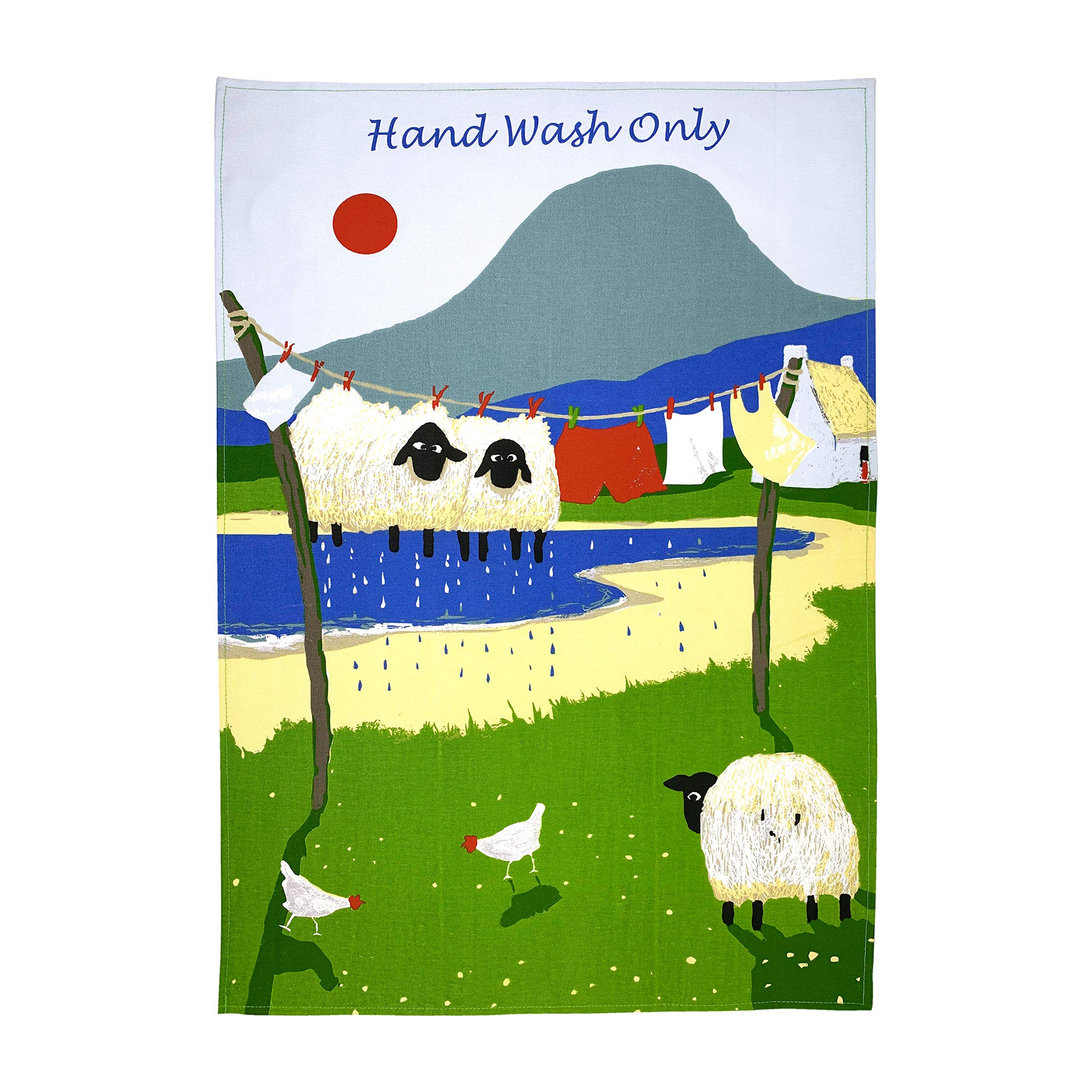Thomas Joseph White Hand Wash Only Sheep Kitchen Tea Towel Dish Cloth By Artist