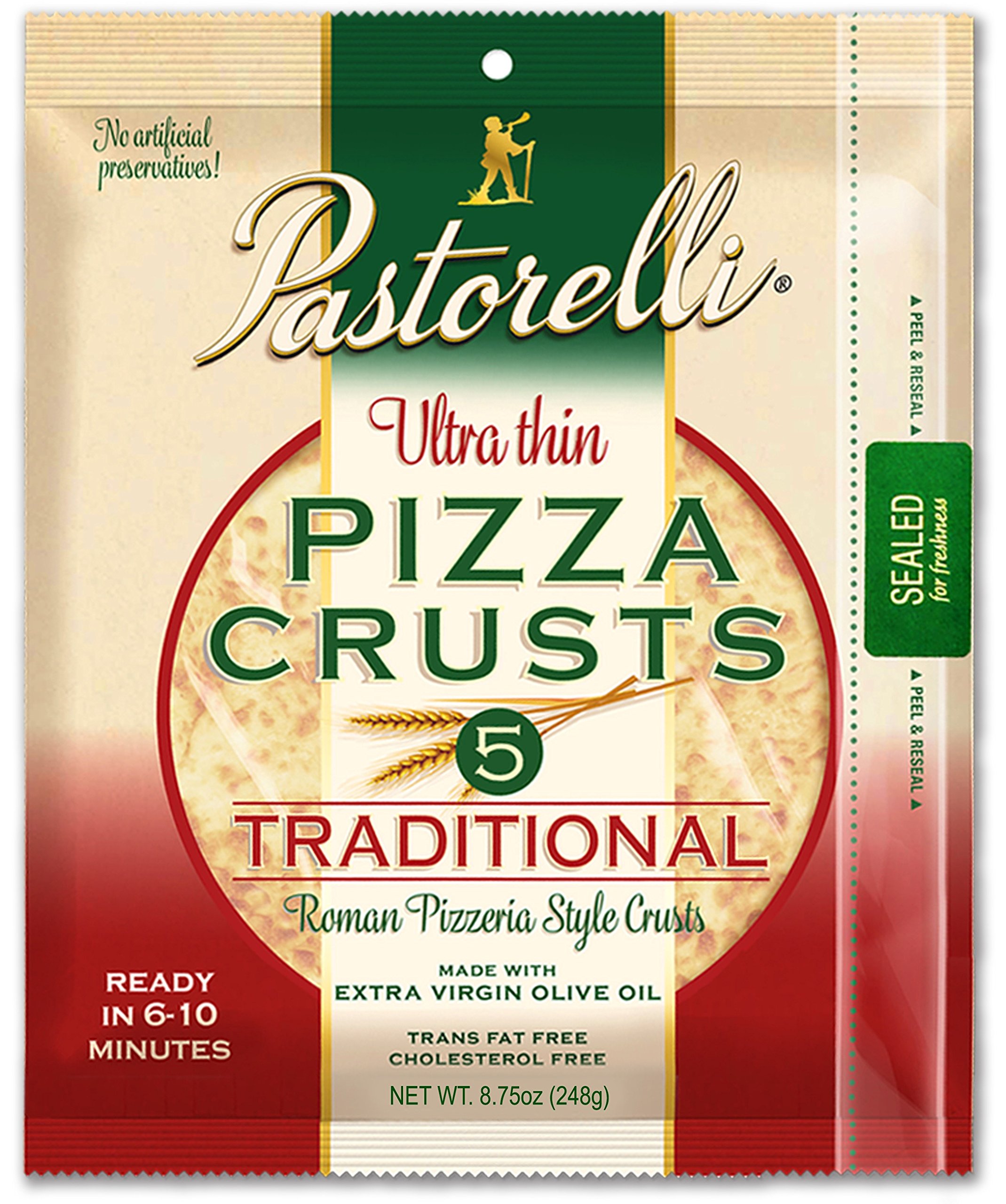 Pastorelli Ultra-Thin and Crispy Pizza Crust, Traditional, 7-inch, 5-ct (Pack of 2)