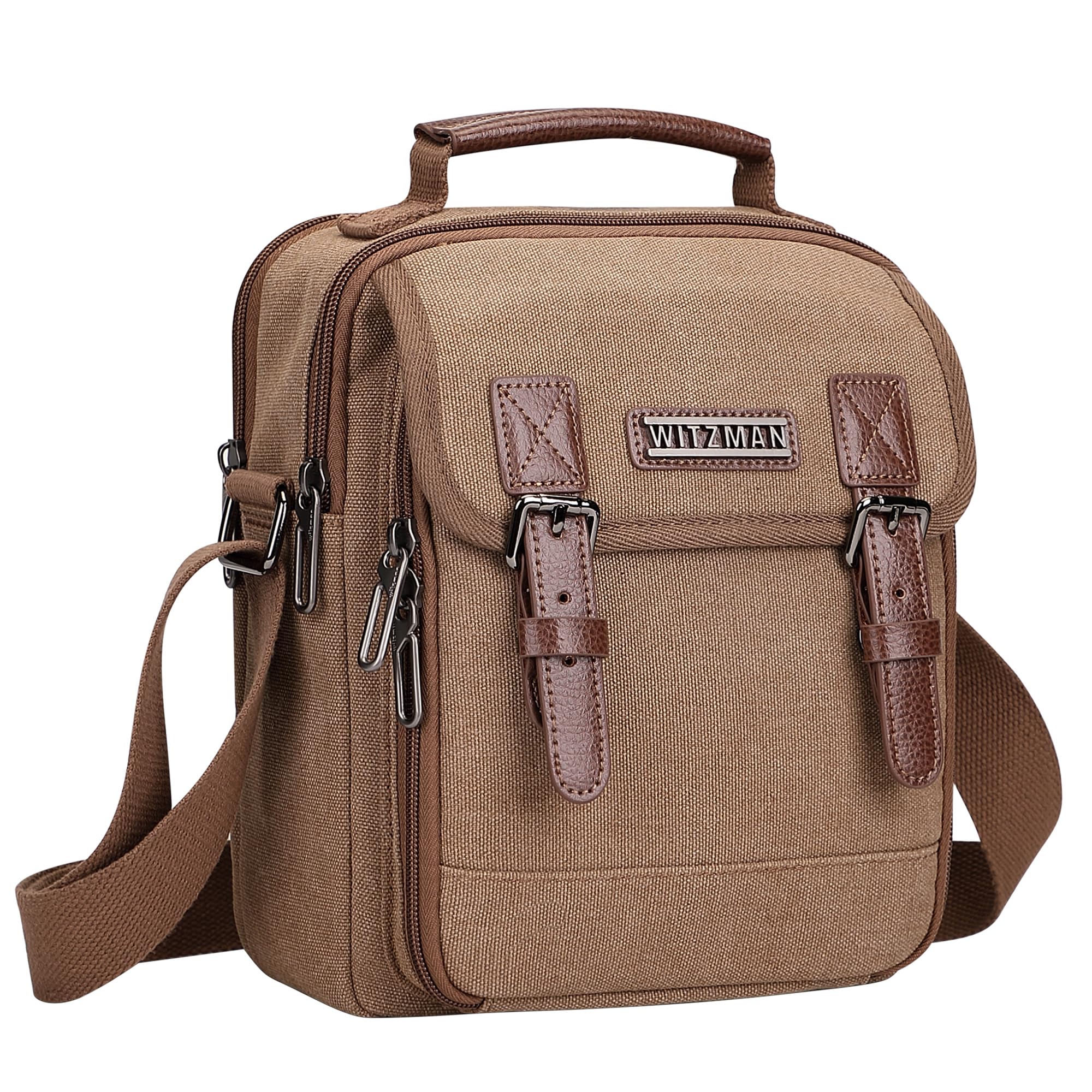 WITZMAN Kleine Canvas Umhängetasche Herren 8L Crossbody Tasche