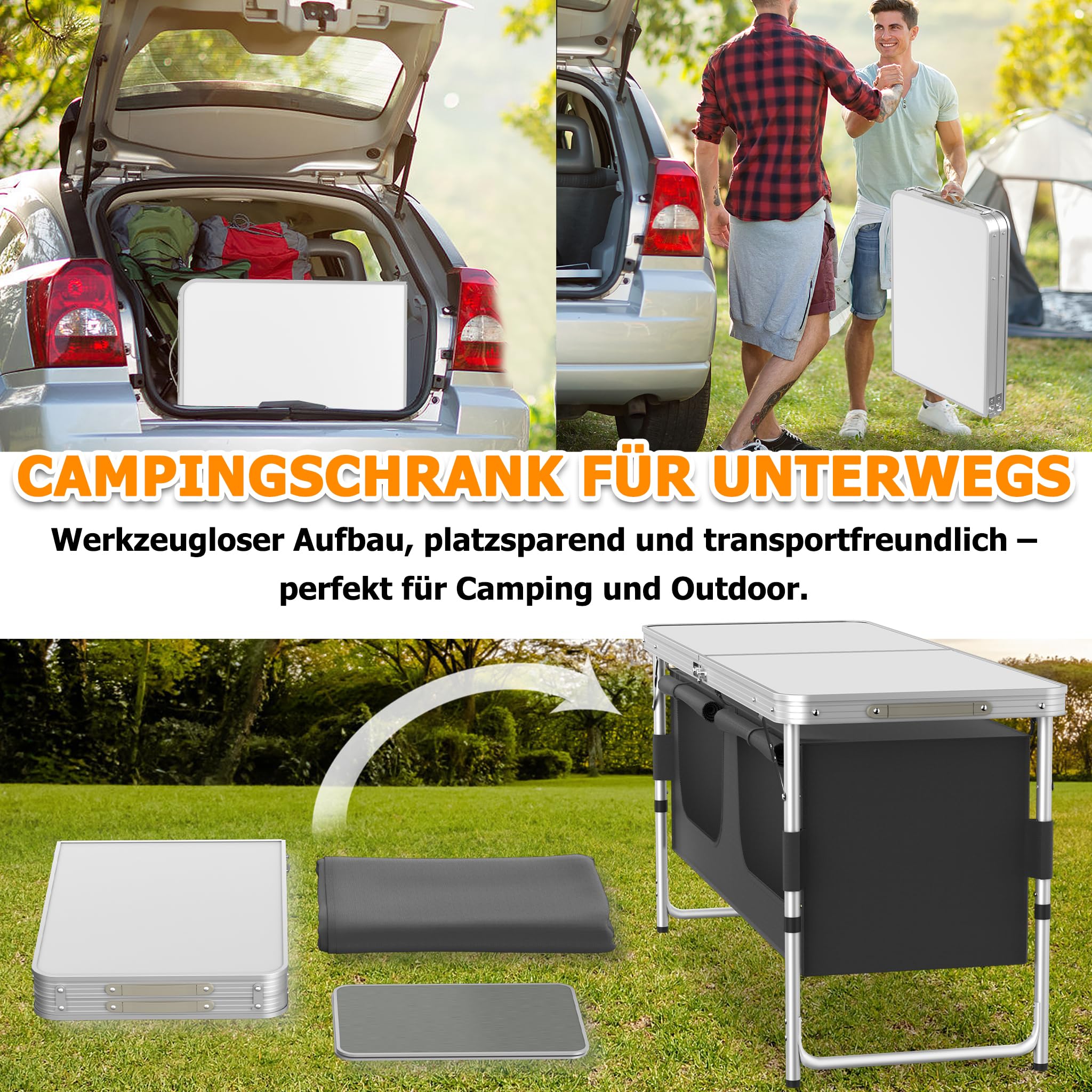 YRHome Campingküche Outdoor Camping Küche Campingschrank Reiseküche mit Aluminiumgestell Tragetasche Küchenbox Faltschrank Zeltschrank Stoffschrank faltbar Windschutz Modelle wählbar
