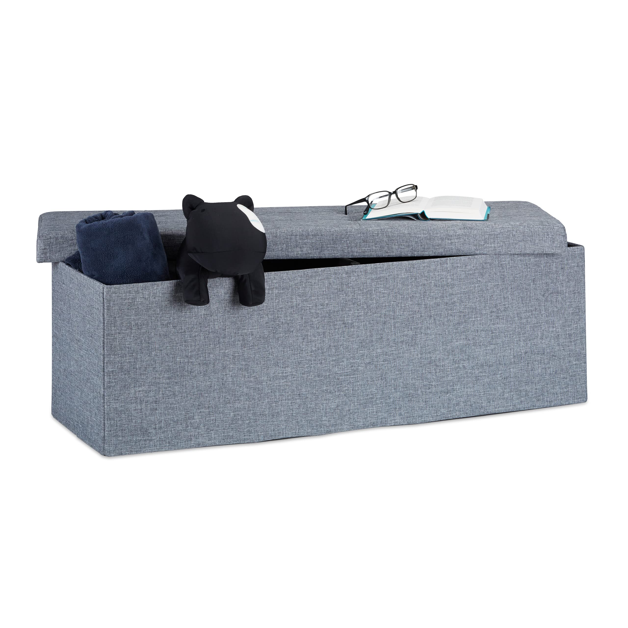 Relaxdays Tabouret pliant en similicuir pouf de rangement pliable