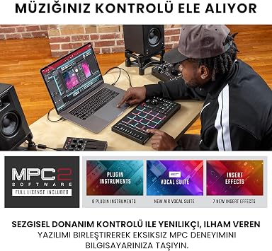 Akai Professional MPC Studio - Including USB MIDI Controller and Drum Machine, MPC Pads, Beat Maker LCD Screen, Assignable Touch Strip, 16 Speed Sensitive RGB Pad, MPC Software
