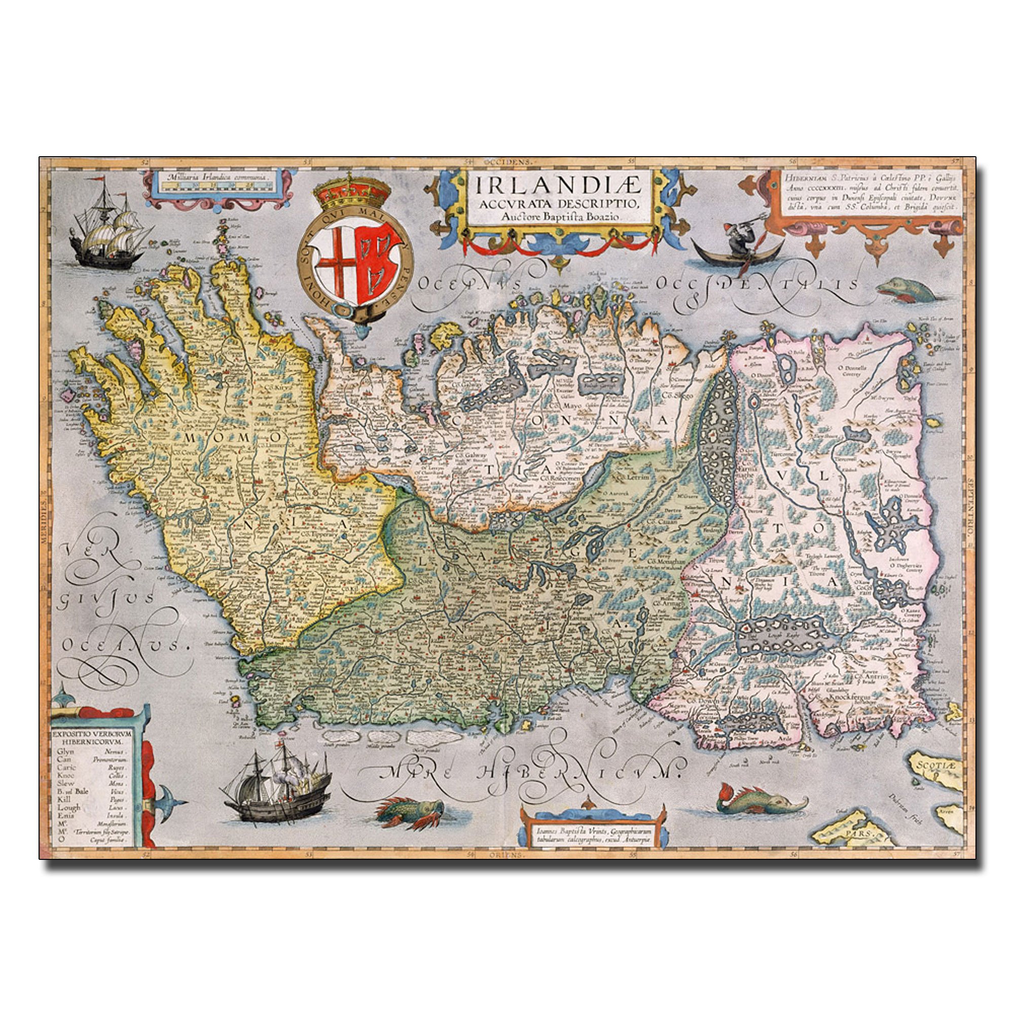 Trademark Fine Art Map of Ireland by Bridgeman Library Canvas Artwork, 14 by 19-Inch