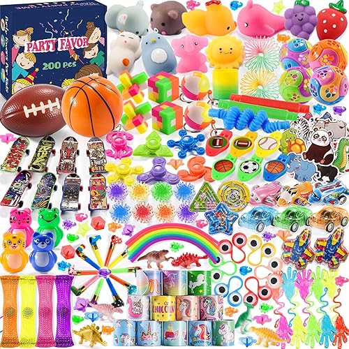 200 piezas de recuerdos de fiesta para niños de 8 a 12 años, caja de premios del tesoro, juguetes para recompensas de aula, rellenos de bolsas de