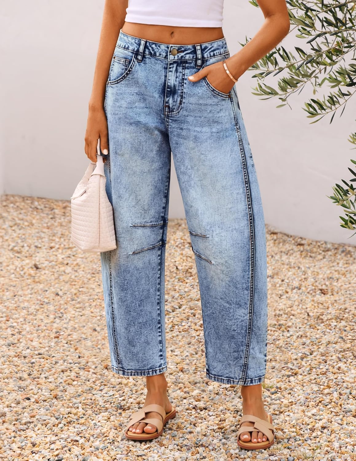 ZESICA Womens Barrel Jeans for Women Trendy 2026 High Waisted Wide Leg Stretchy Baggy Ankle Denim Pants with Pockets - Image 9