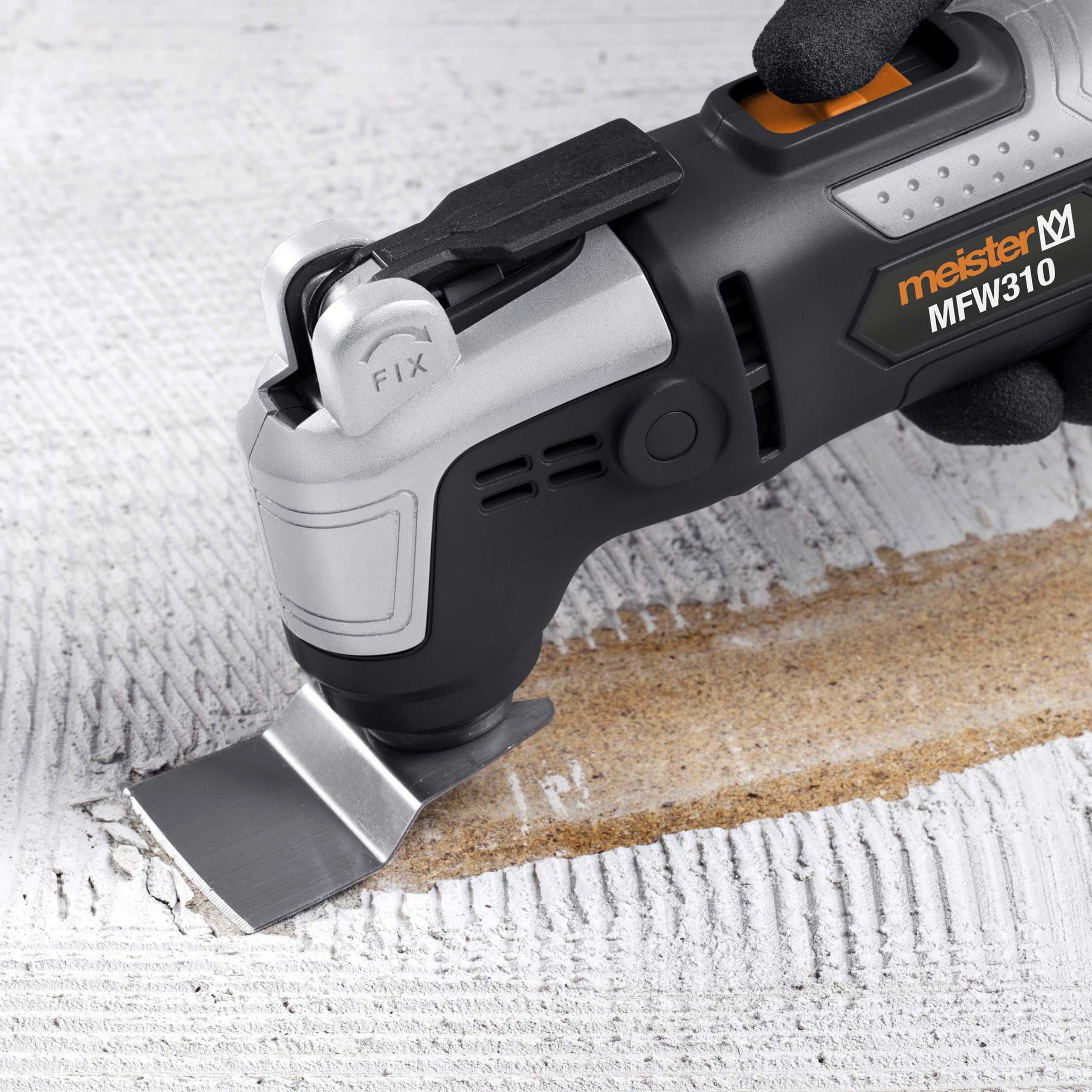 Meister Utensile multifunzione 310 W, MFW310 – Regolatore di velocità – per segare, levigare e raschiare – Include lama per sega ad immersione, raschietto, piastra abrasiva/multiutensile con accessori