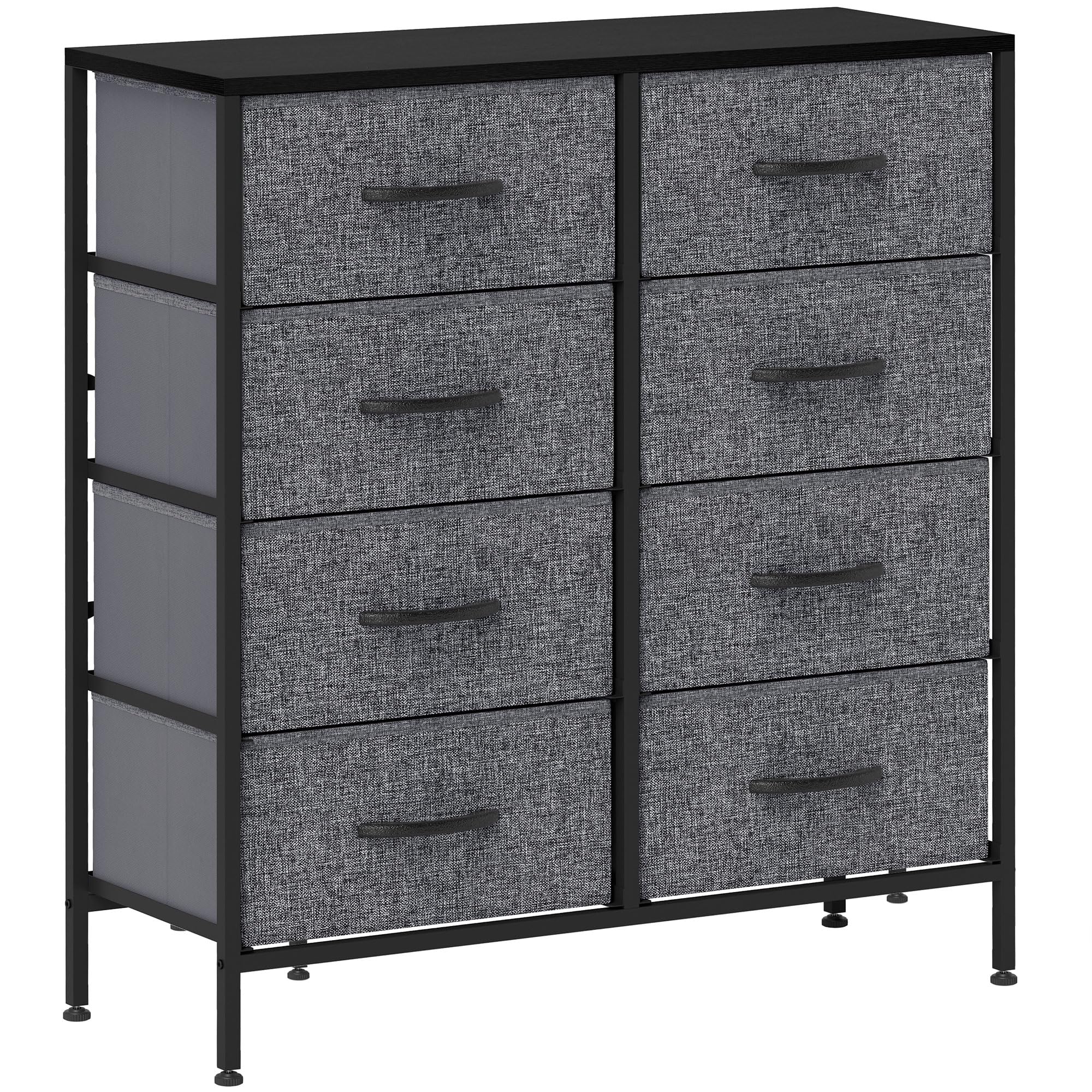 Homcom 8 Drawer Fabric Chest Of Drawers W/ Wooden Top For Hallway Black from B&Q