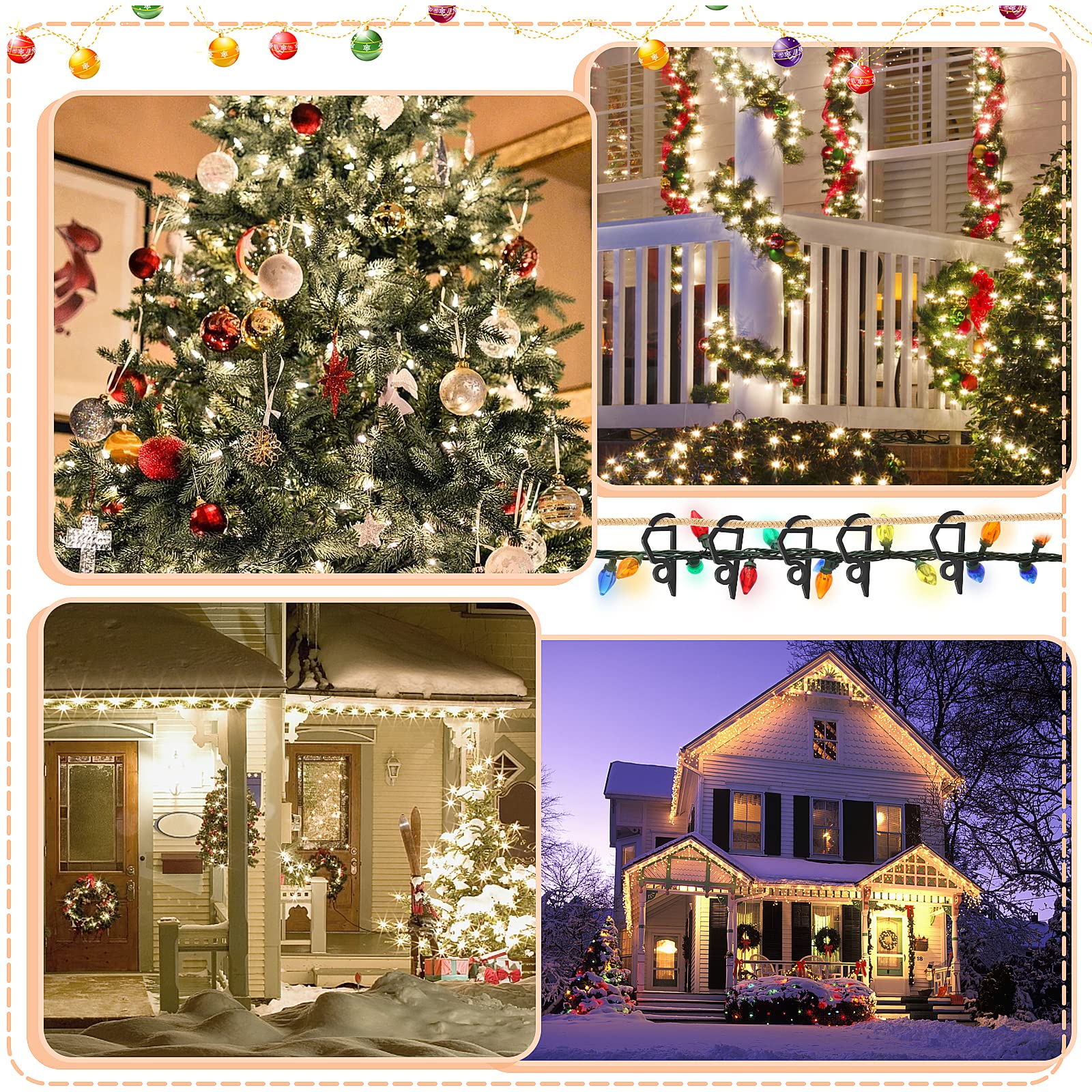 100 Stück S-förmige Dachrinnen-Clips – Weihnachtslicht-Clips Für Außenbeleuchtung, 3,4 X 1,3 Cm