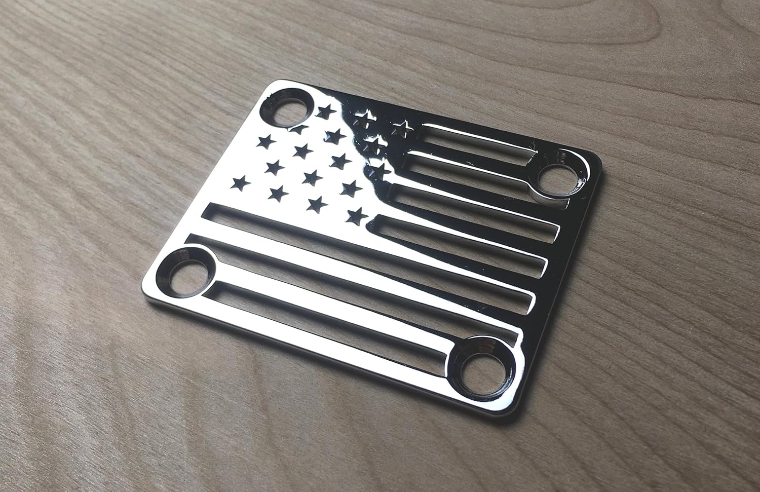 American Flag Neck Plate for your Custom Guitar or Bass - Chrome