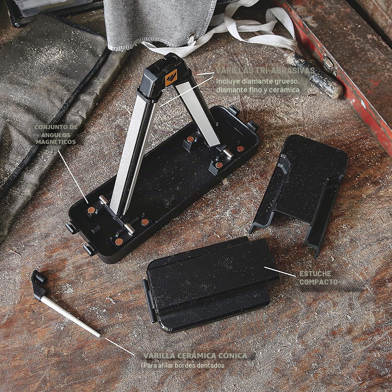 WORK SHARP Afilador de sobremesa de trabajo de cuchillos en ángulo fijo - WSBCHAGS-I Ken Onion Afilador manual para cuchillos – El mejor kit profesional del mundo