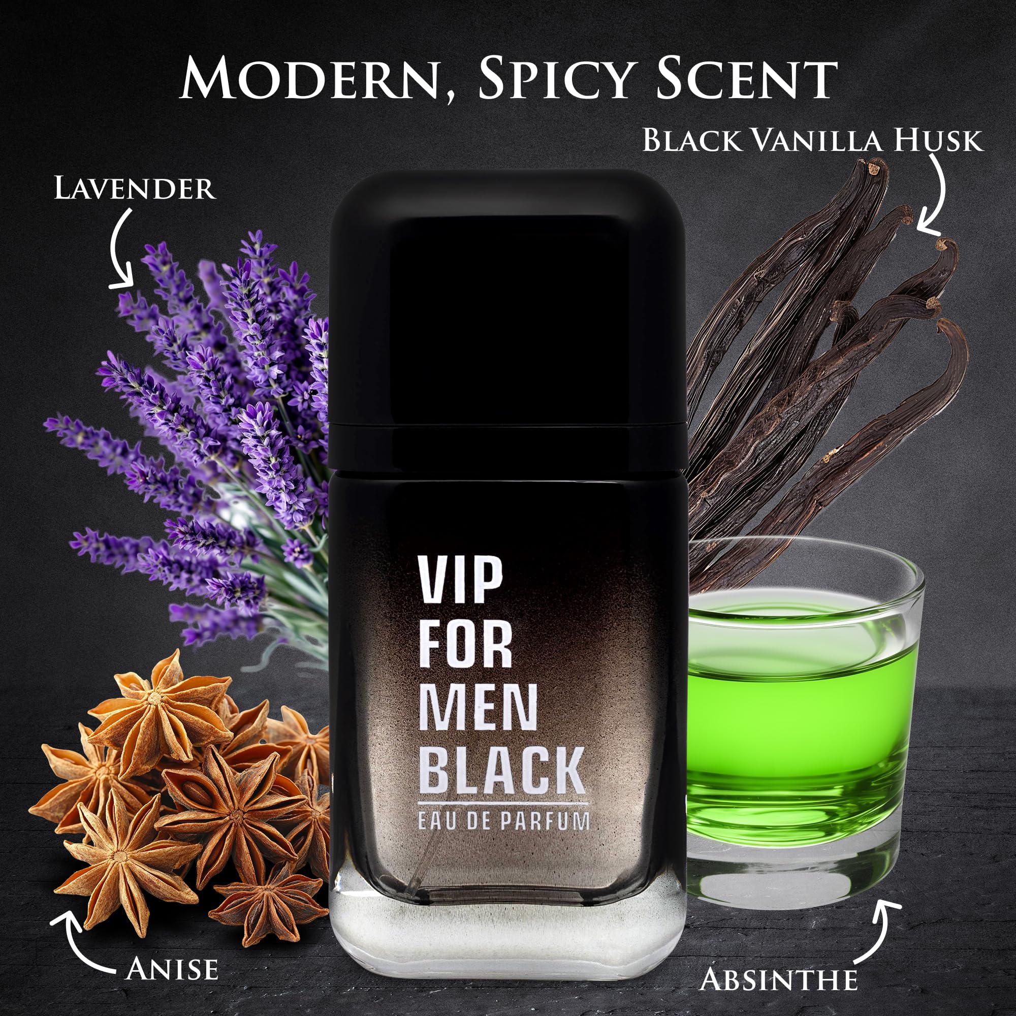 Amazon.com : VIP Black for Men Eau De Parfum - Aromatic Fougere
