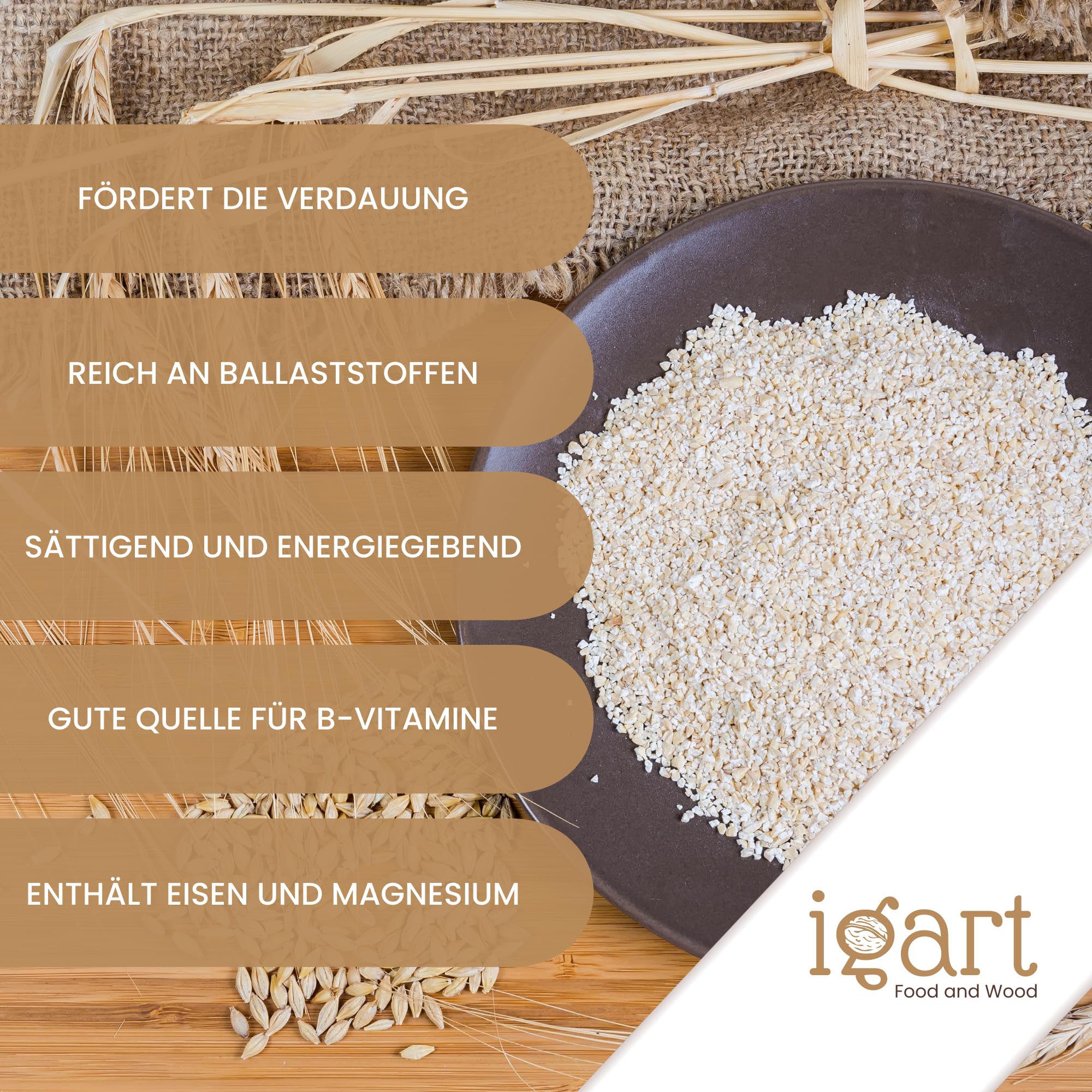 IGART Semole d'orzo 10 kg, Ideale per zuppe, secondi piatti o insalate, Ideale anche per dessert o con latte