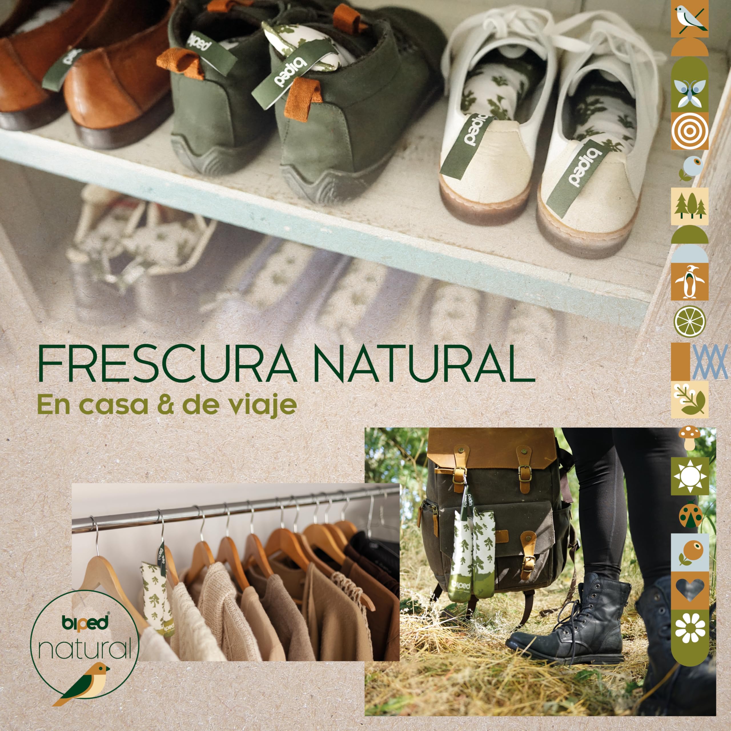 biped natural secador de zapatos de madera de cedro – 1 par de almohadillas elimina olores de forma natural – sin productos químicos – para zapatos frescos z2927