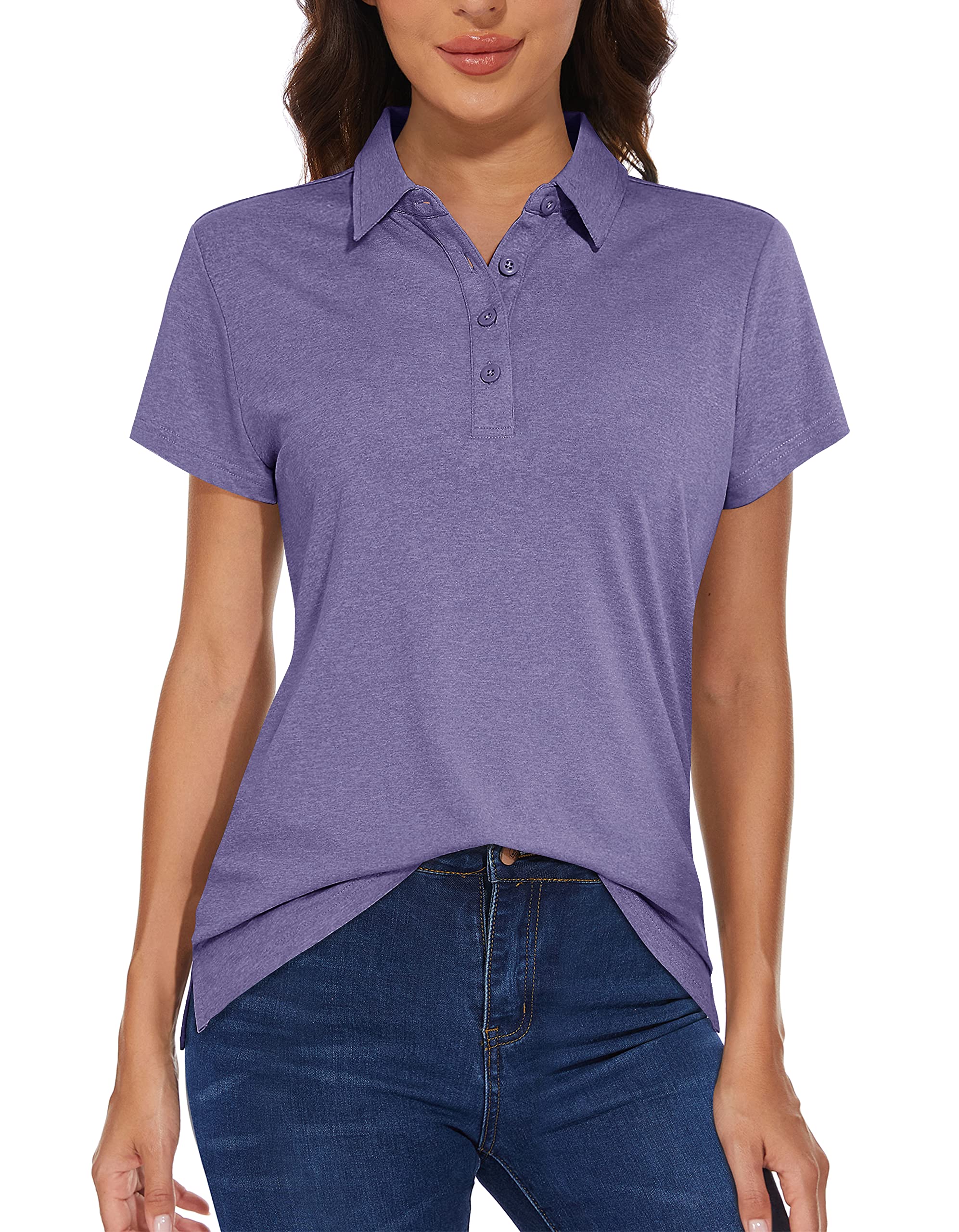 MAGCOMSEN Women's Golf Polo T-Shirts Short Sleeve UPF 50+ Quick Dry Polo Collared Shirts Lightweight Athletic Sports Shirt